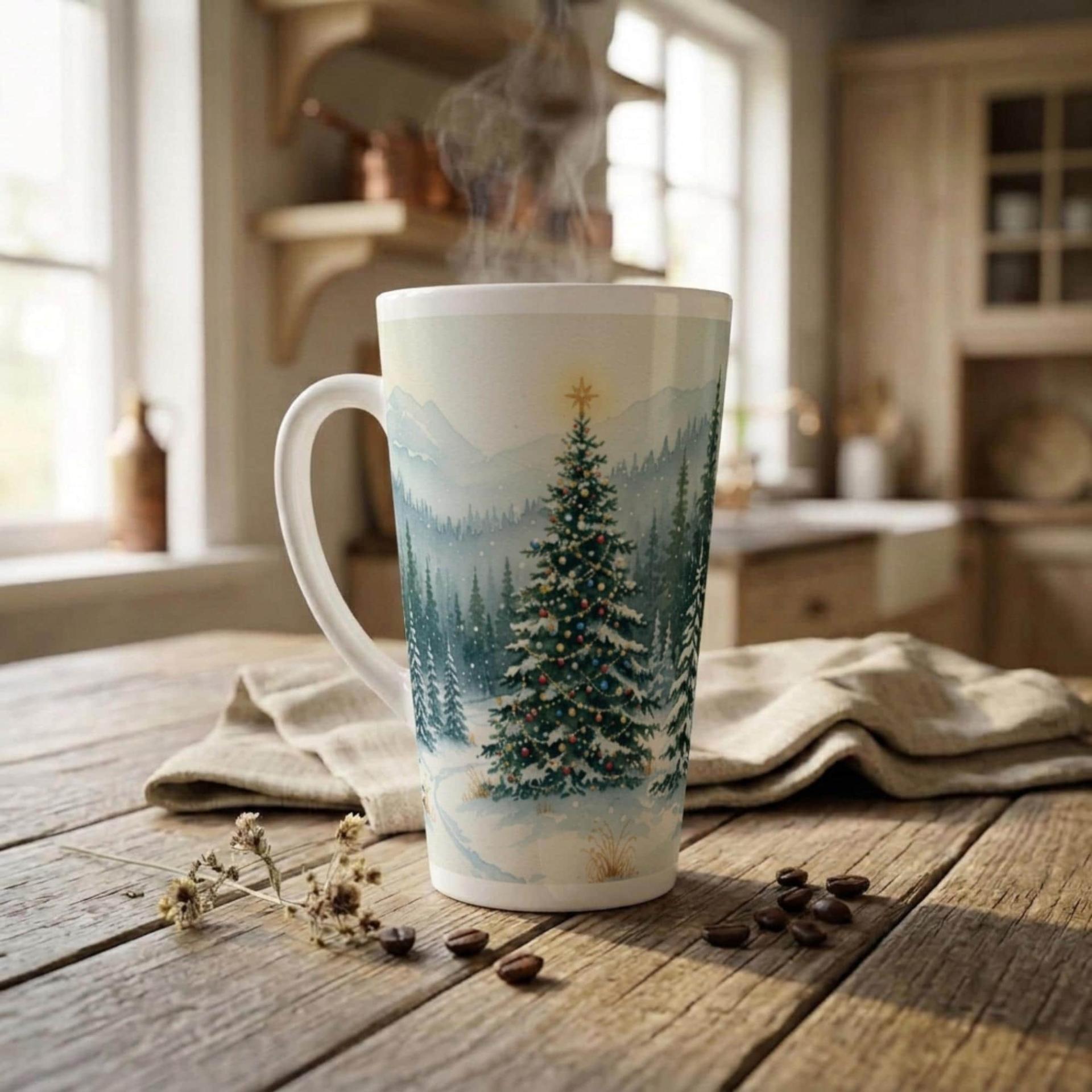 Christmas Mugs, Latte 17oz Ceramic Mug - Coffee or Tea Cup, Extra Tall