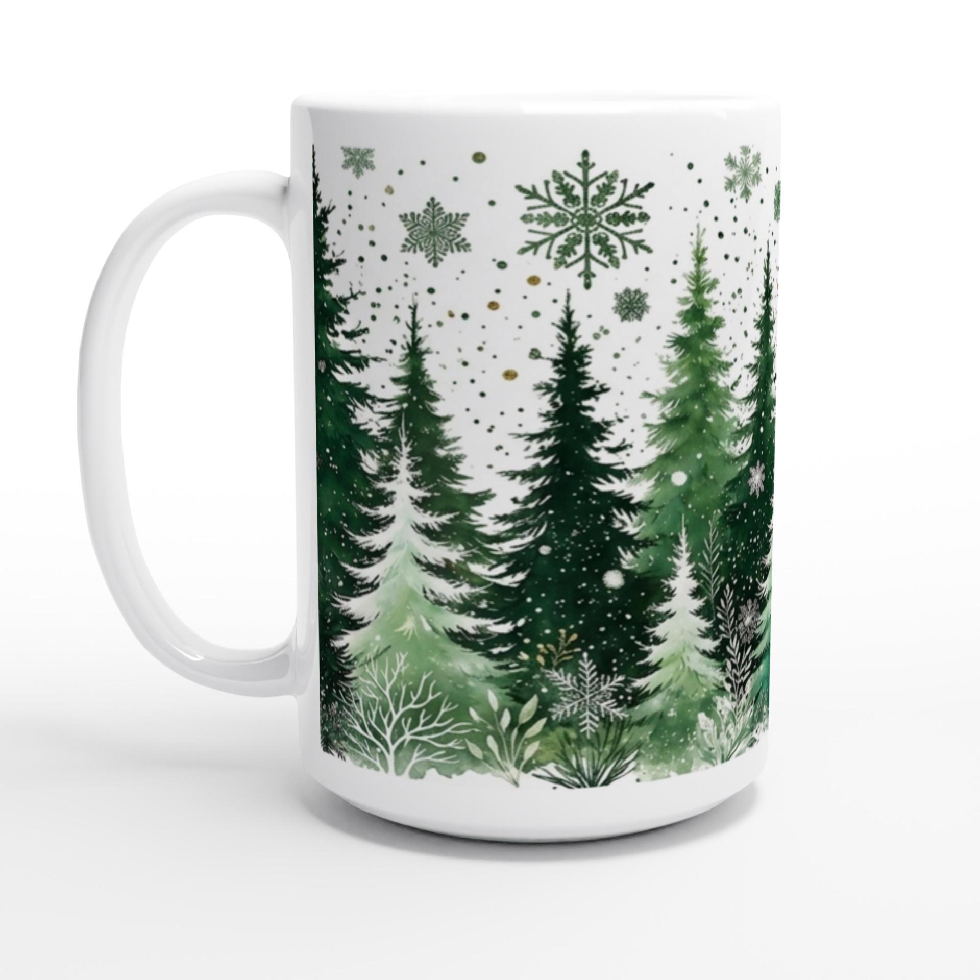 Set of Big Mugs, Christmas Trees Set, Large 15 oz Matching Cups