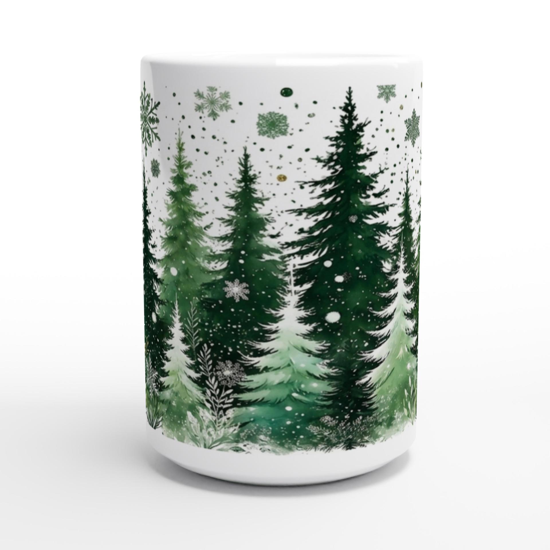 Set of Big Mugs, Christmas Trees Set, Large 15 oz Matching Cups