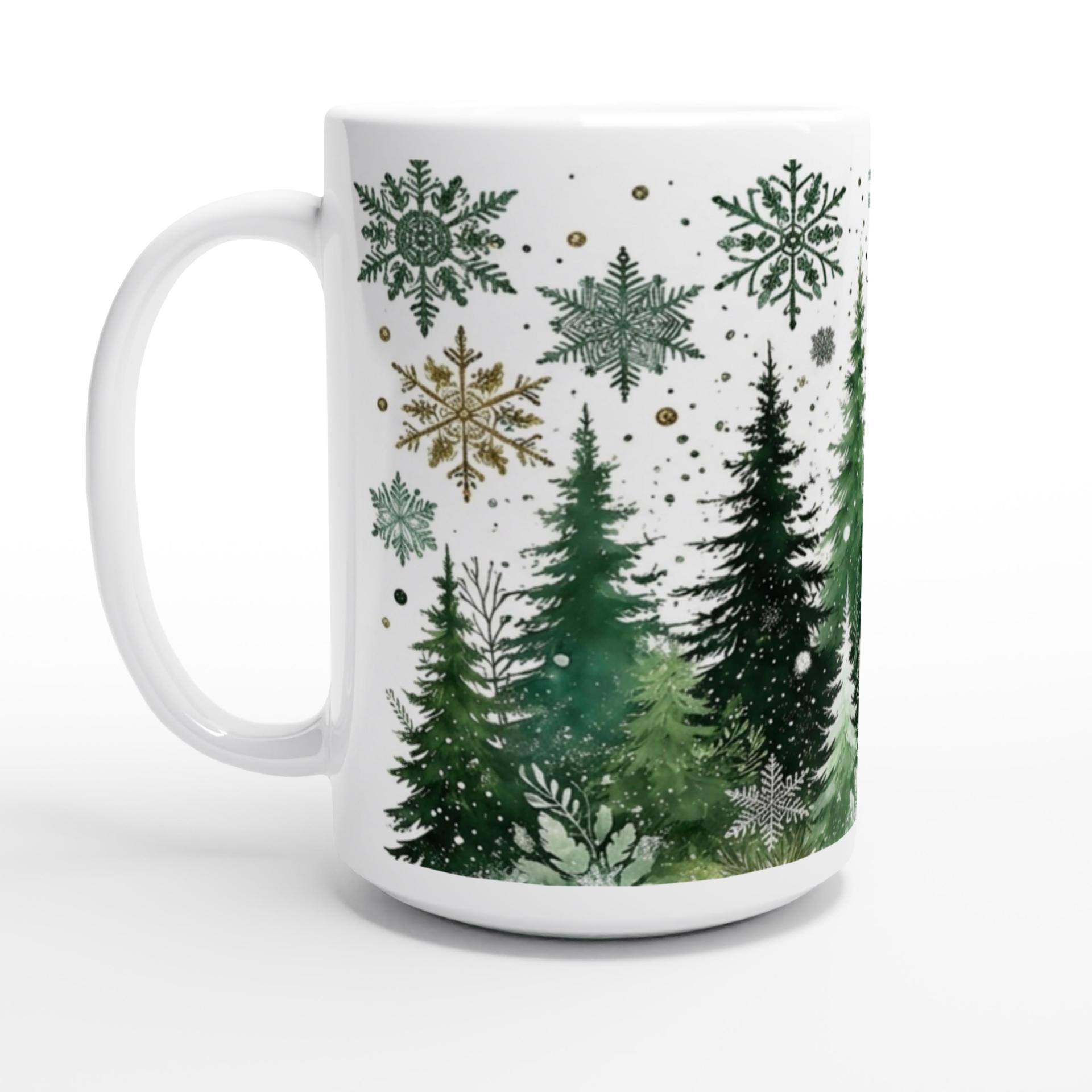 Set of Big Mugs, Christmas Trees Set, Large 15 oz Matching Cups