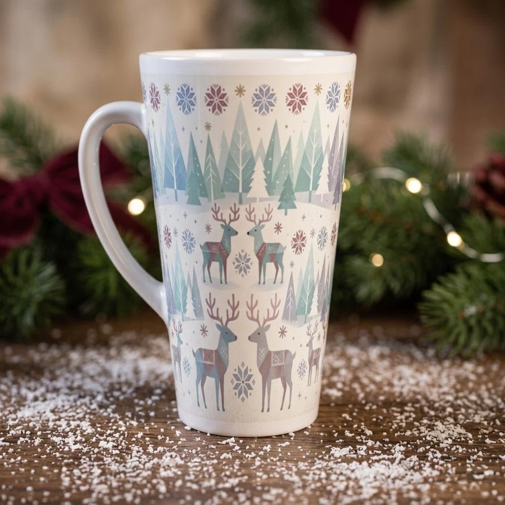 Set of 3 Cups, Christmas Mugs, Reindeer, Large 17oz Latte Mugs