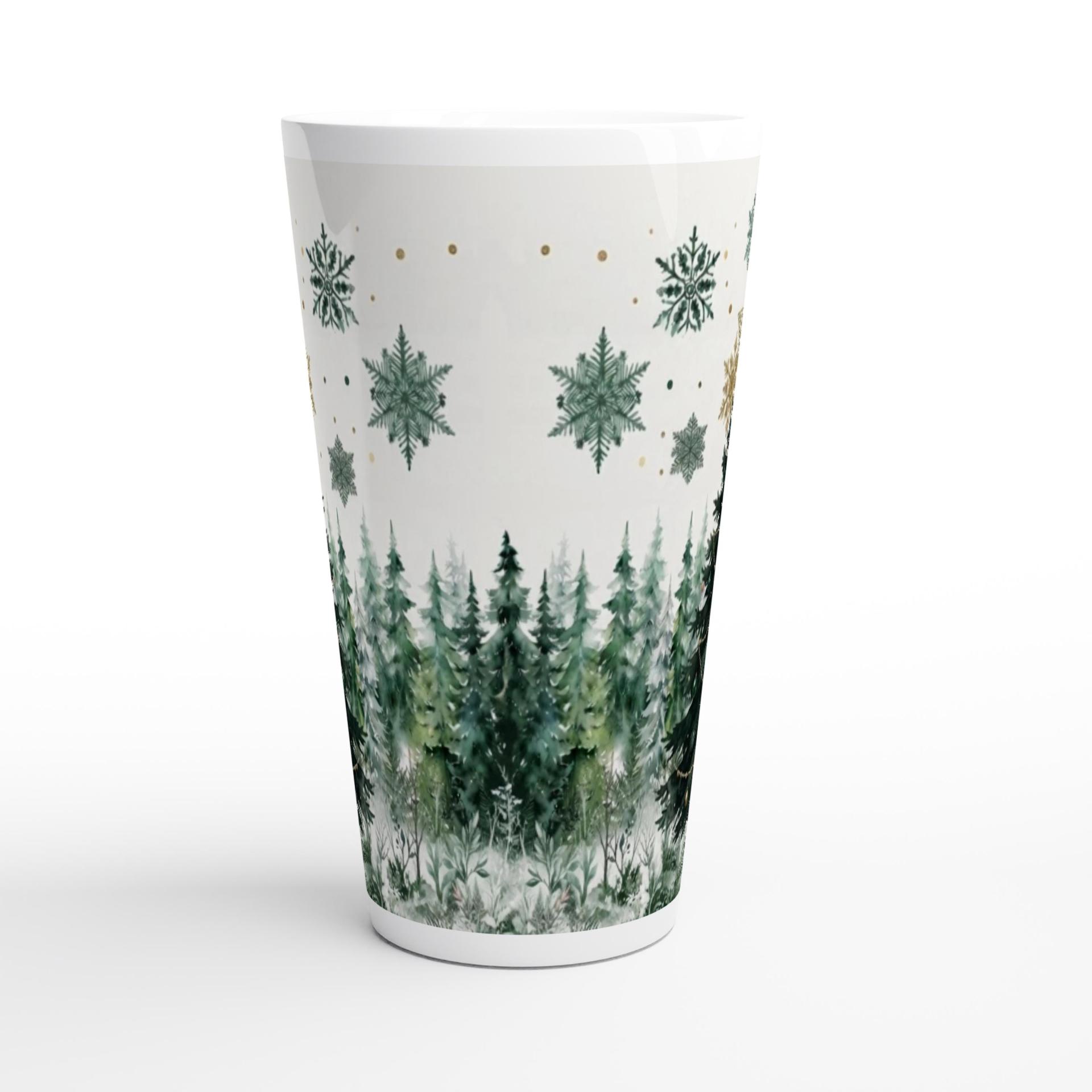 Set of 3 Cups, Christmas Trees, Large 17oz Latte Ceramic Mugs