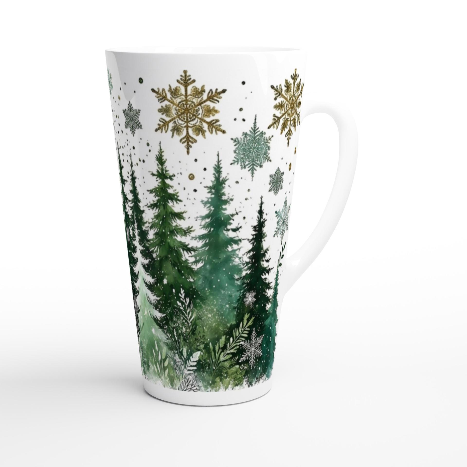 Set of 3 Cups, Christmas Trees, Large 17oz Latte Ceramic Mugs