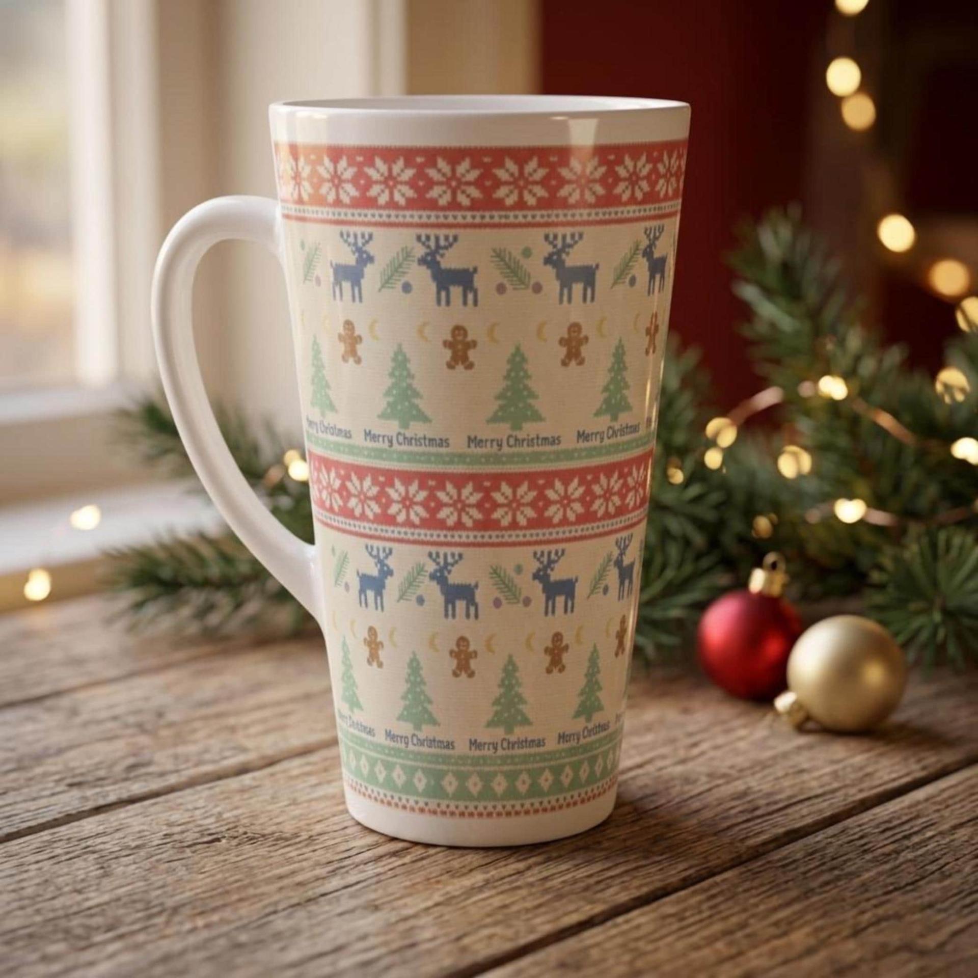 Christmas Mugs, Latte 17oz Ceramic Mug - Coffee or Tea Cup, Extra Tall