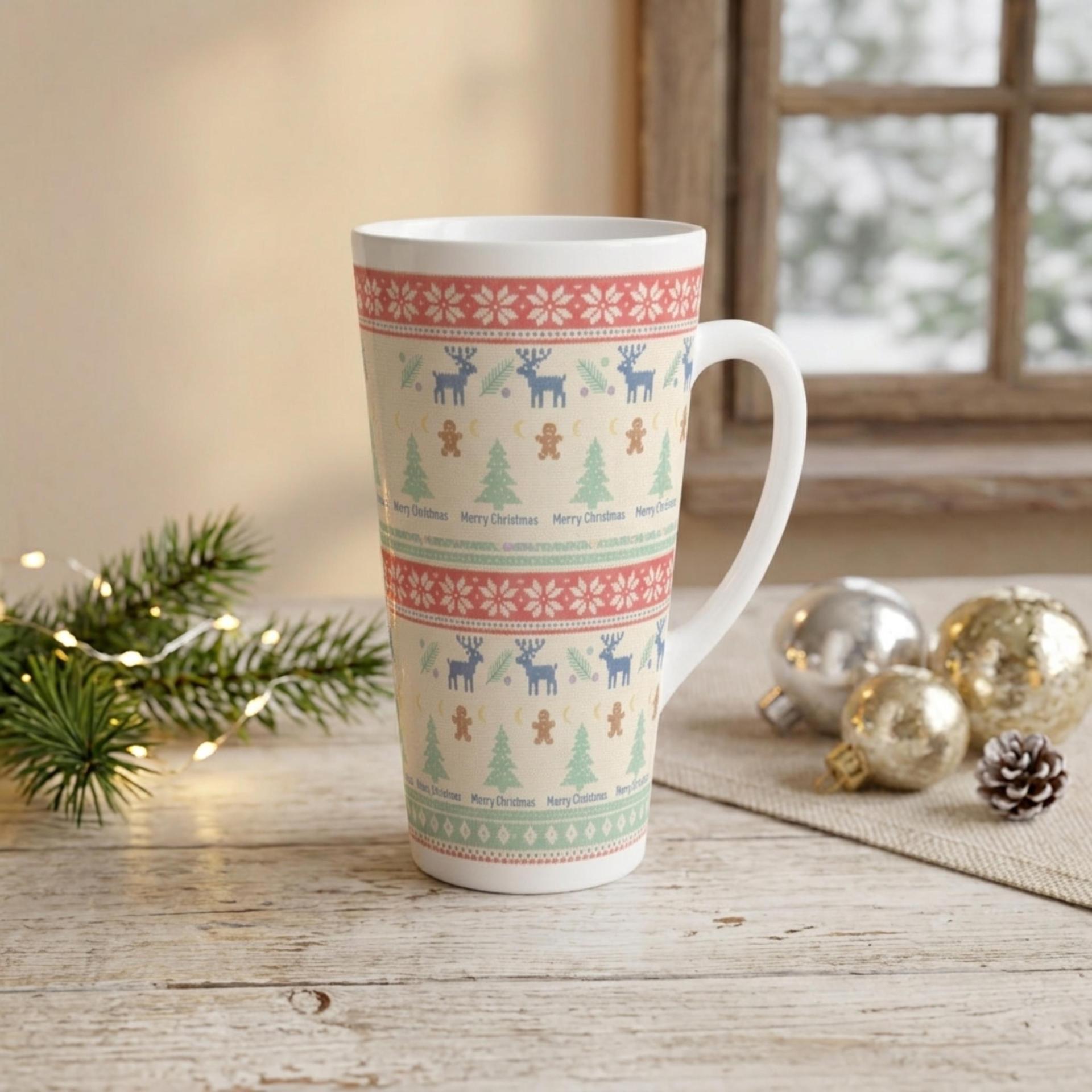 Christmas Mugs, Latte 17oz Ceramic Mug - Coffee or Tea Cup, Extra Tall
