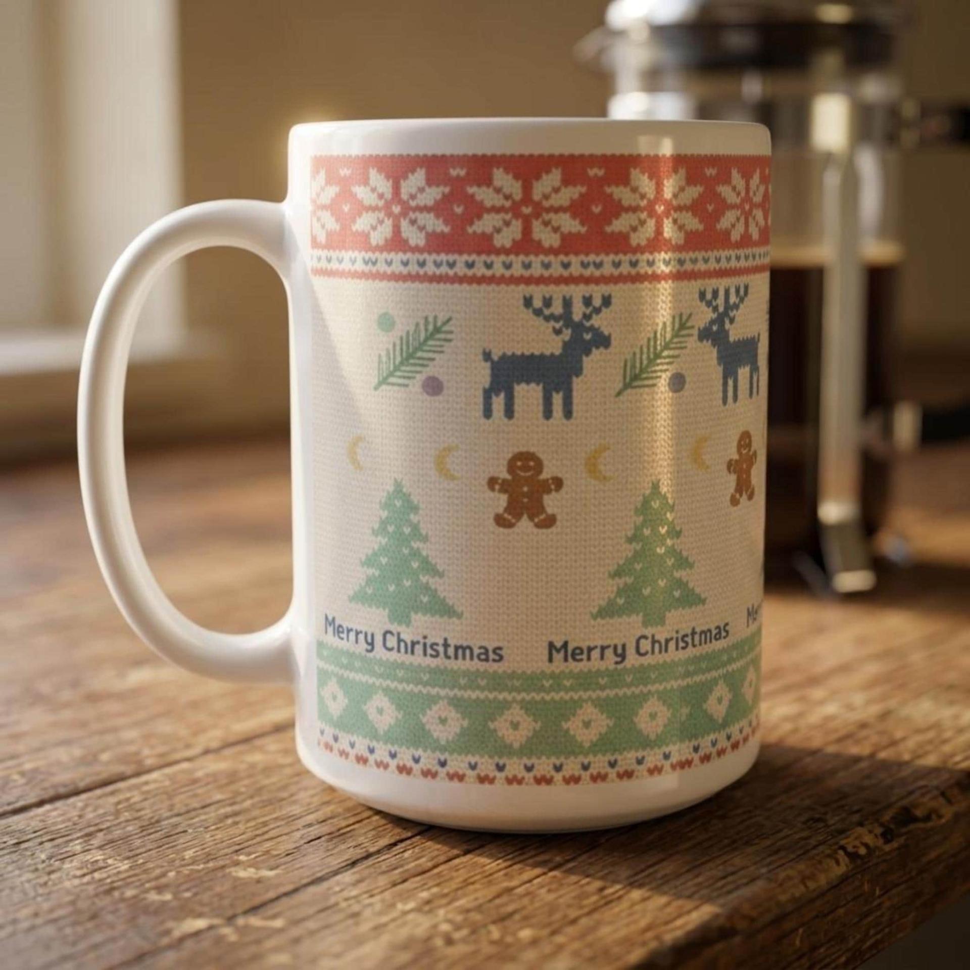 Christmas Mugs Set, Holiday Cup Set - Large and Small Cups