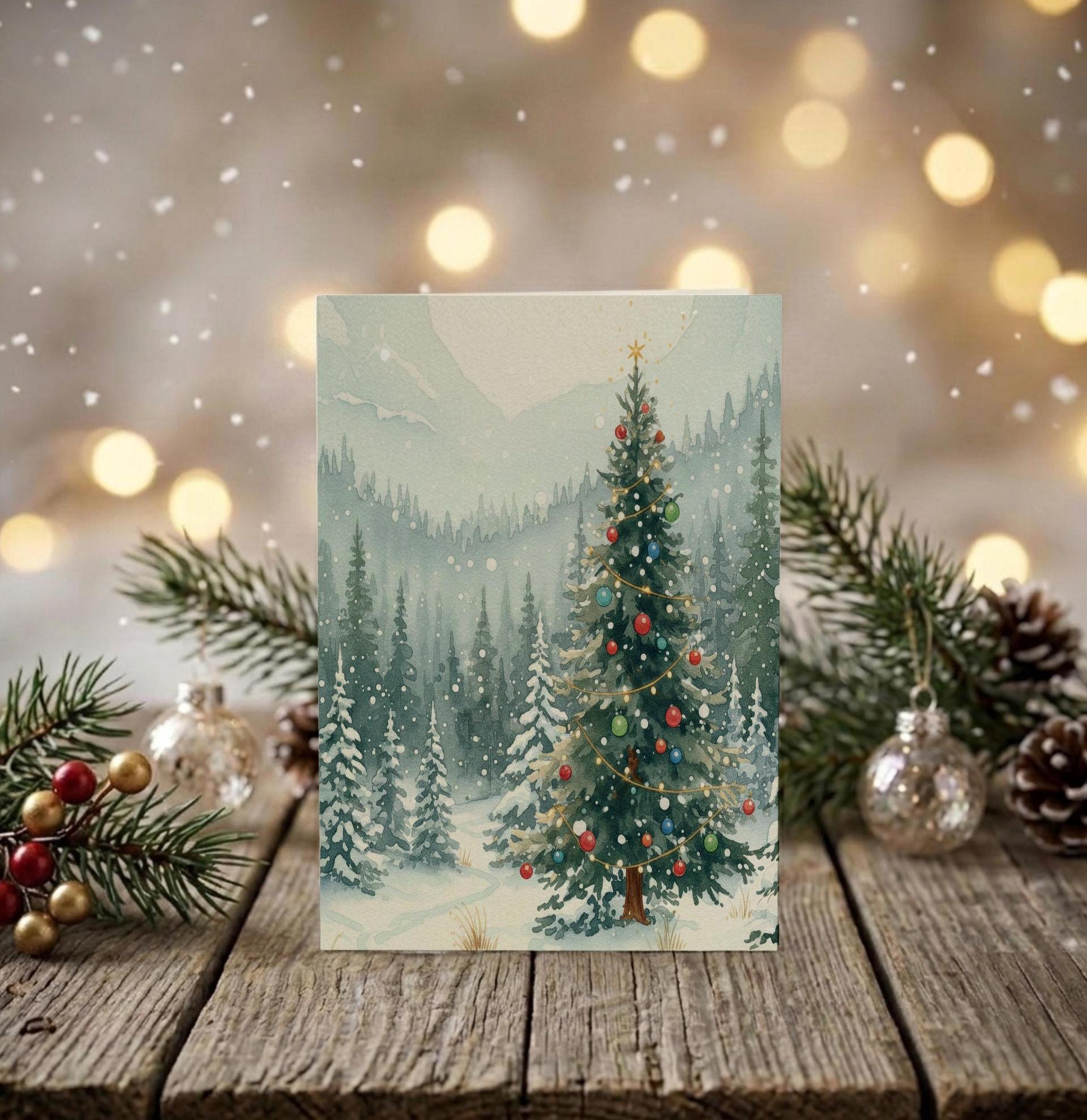 Holiday Greeting Cards, 3 Pack, Christmas Trees, Bulk Set of Gift Cards