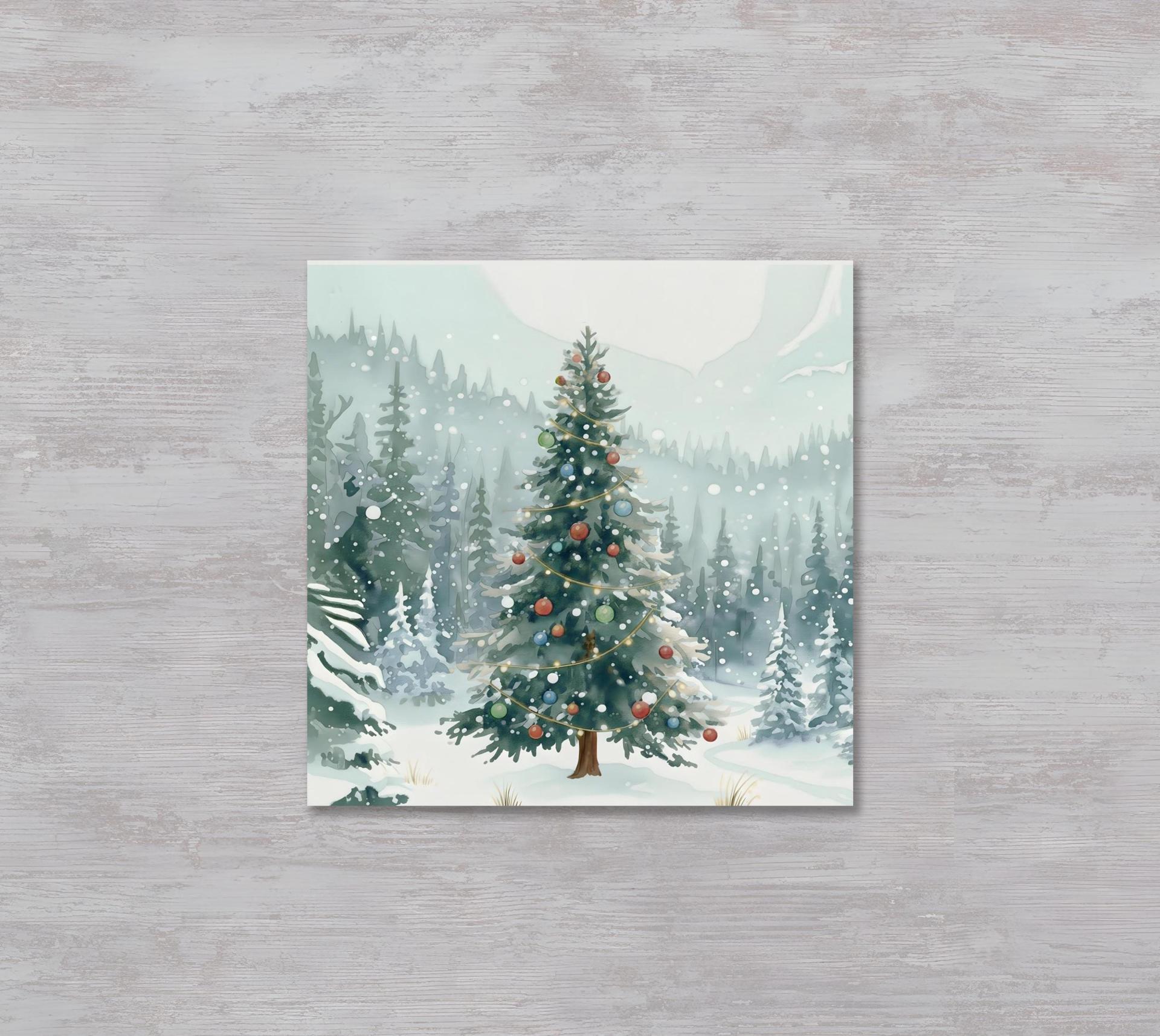Holiday Greeting Cards, 3 Pack, Christmas Trees, Bulk Set of Gift Cards