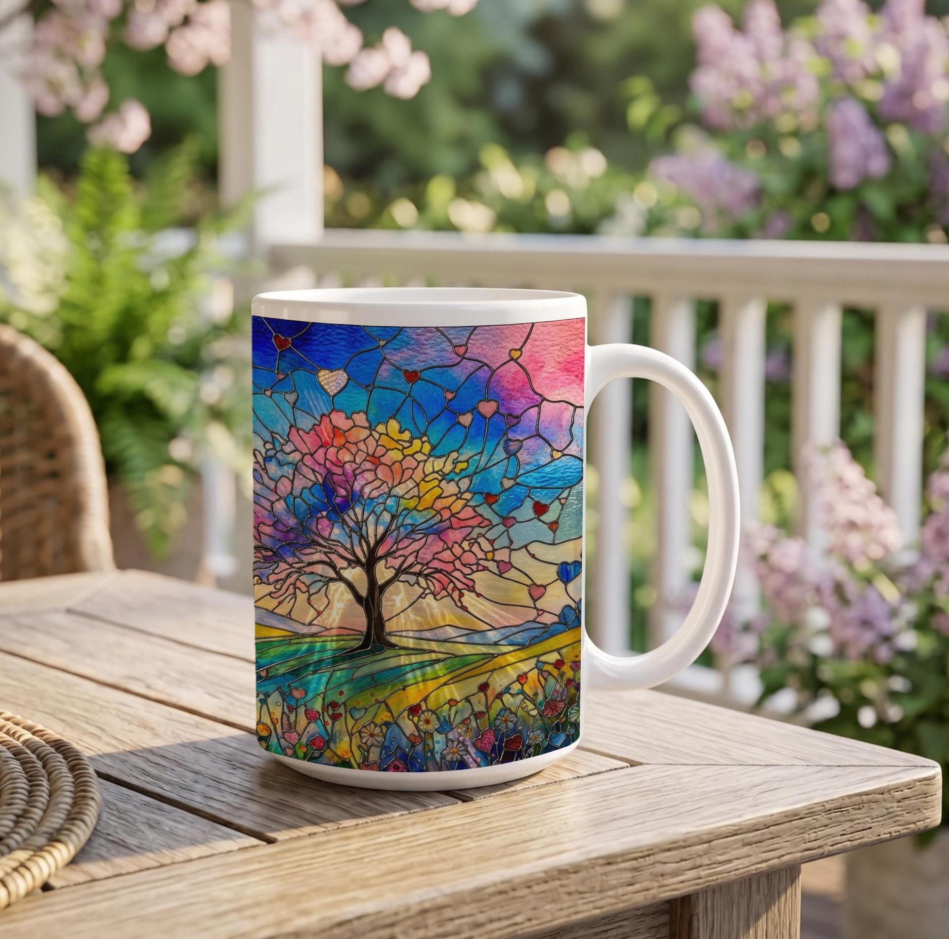 Tree Cups Set -  Large and Small Ceramic Mugs