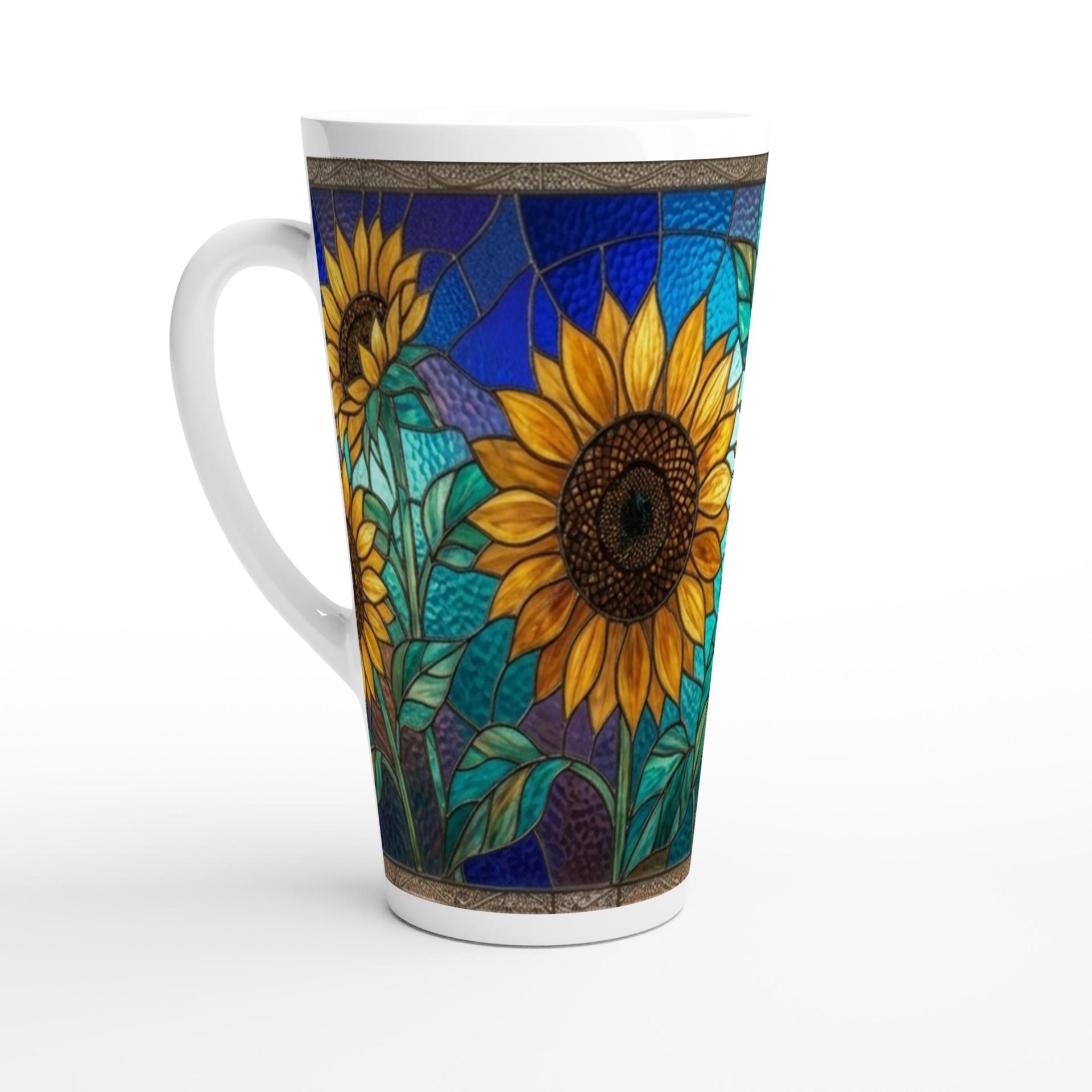 Set of 3 Cups, Floral, Large 17oz Latte Ceramic Mugs - Extra Tall Cup Set