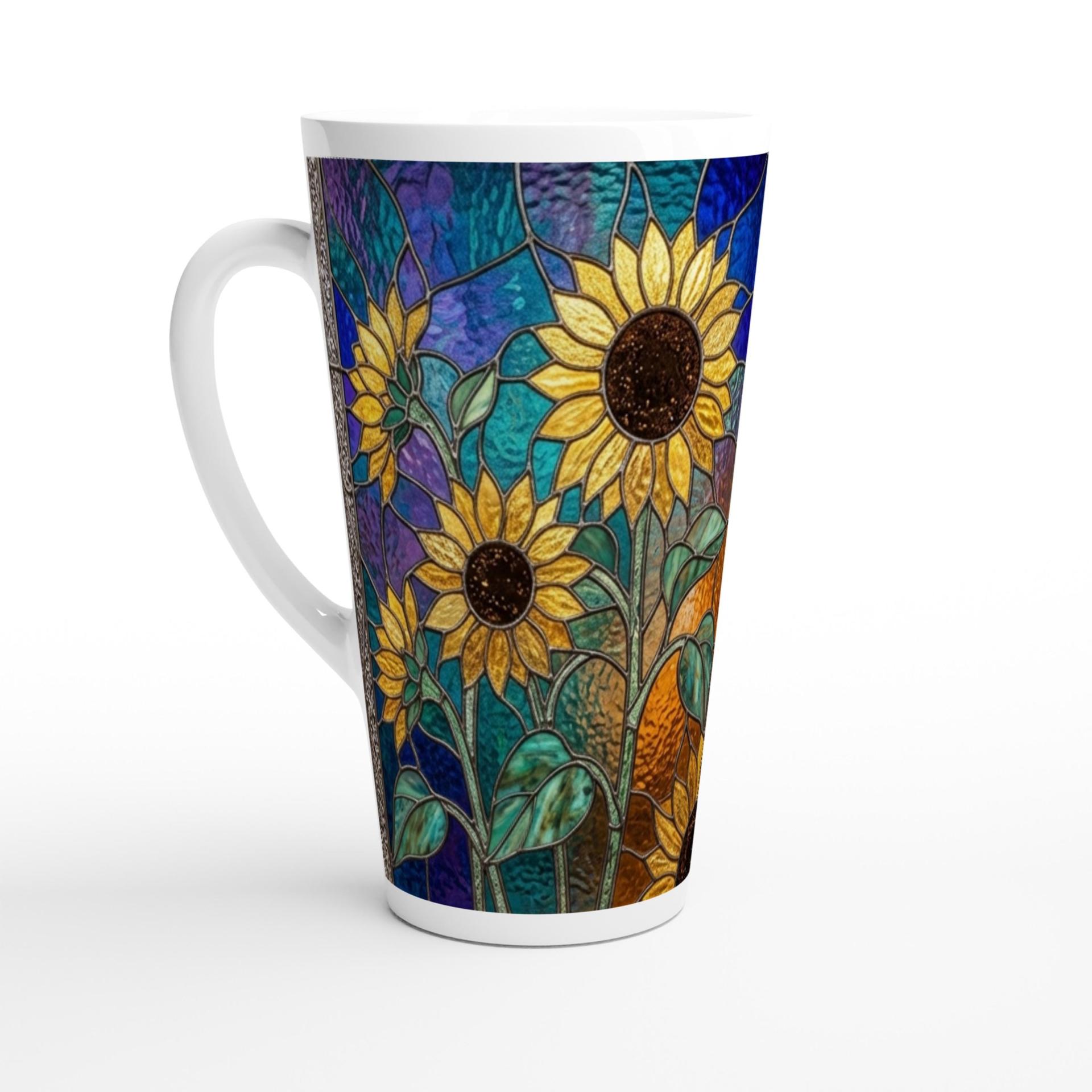 Set of 3 Cups, Floral, Large 17oz Latte Ceramic Mugs - Extra Tall Cup Set