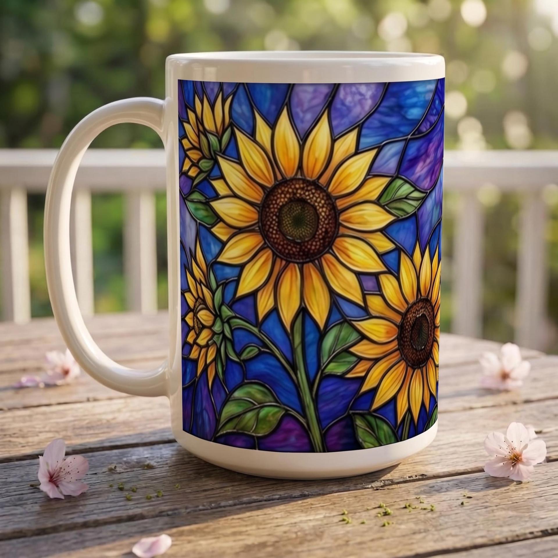 Set of Big Mugs, Floral Cup Set, Large 15 oz Matching Cups