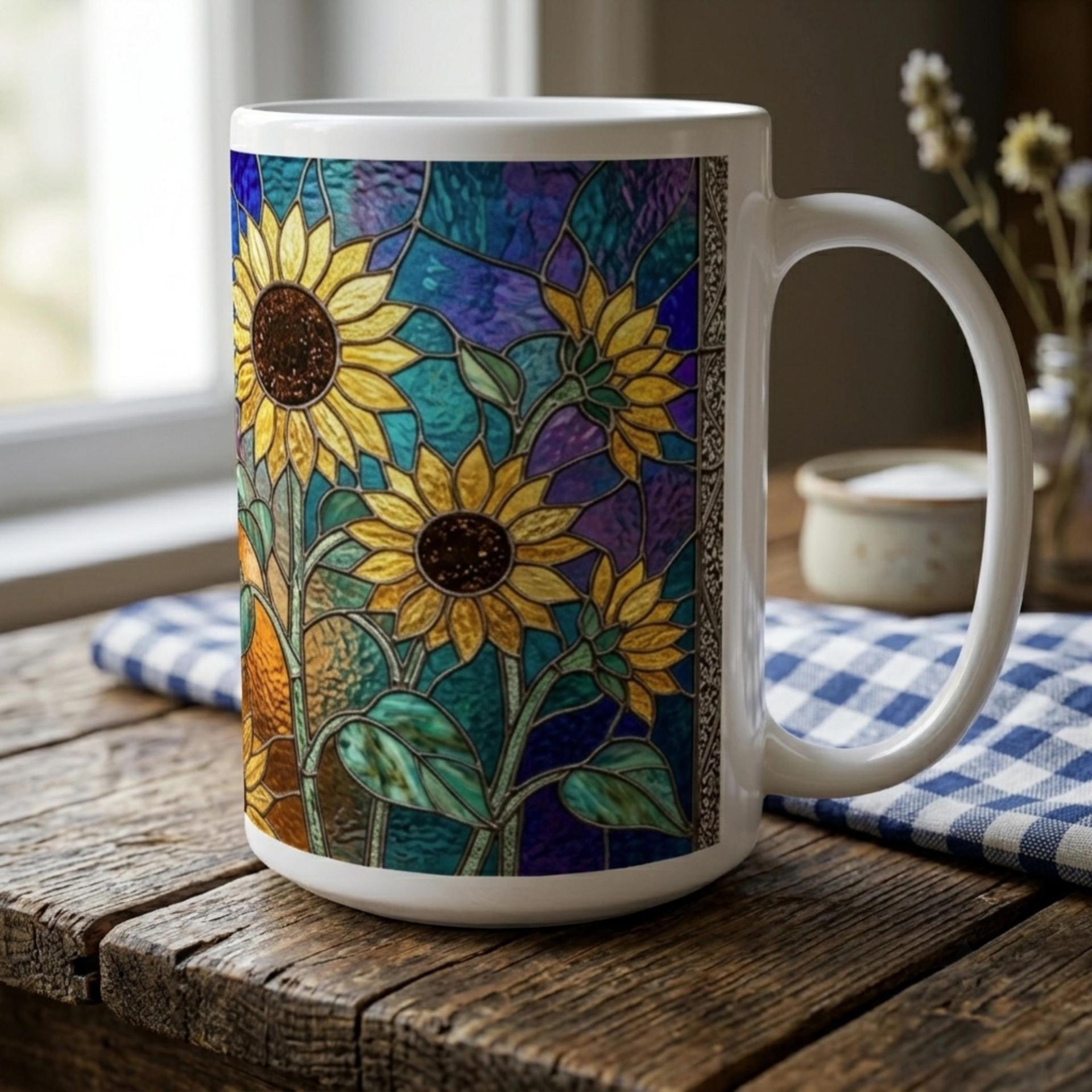Set of Big Mugs, Floral Cup Set, Large 15 oz Matching Cups