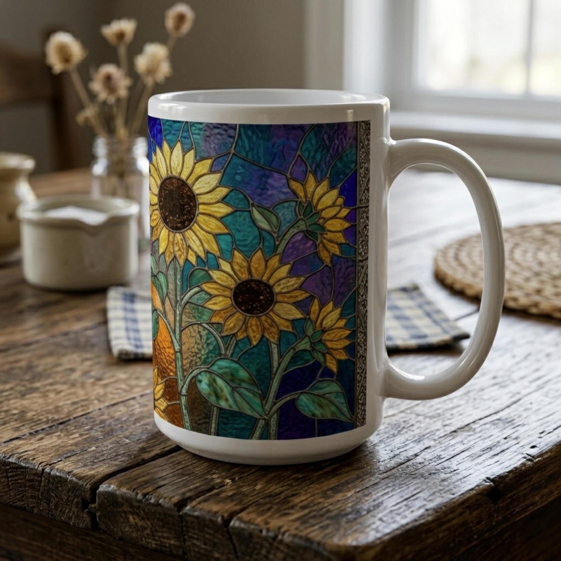 Set of Big Mugs, Floral Cup Set, Large 15 oz Matching Cups