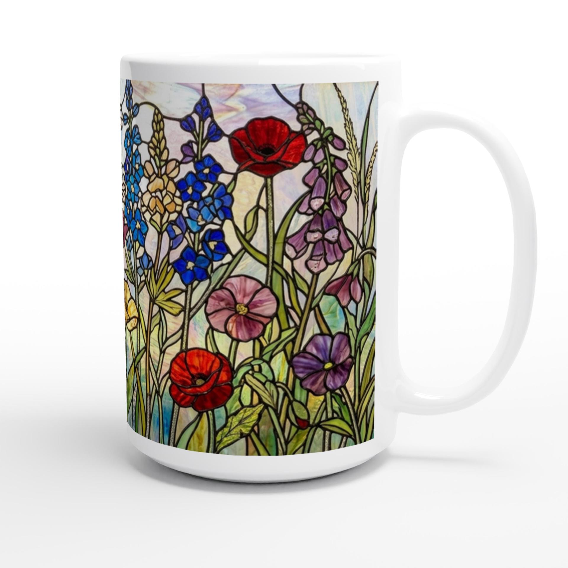 Set of Big Mugs, Floral Cup Set, Large 15 oz Matching Cups