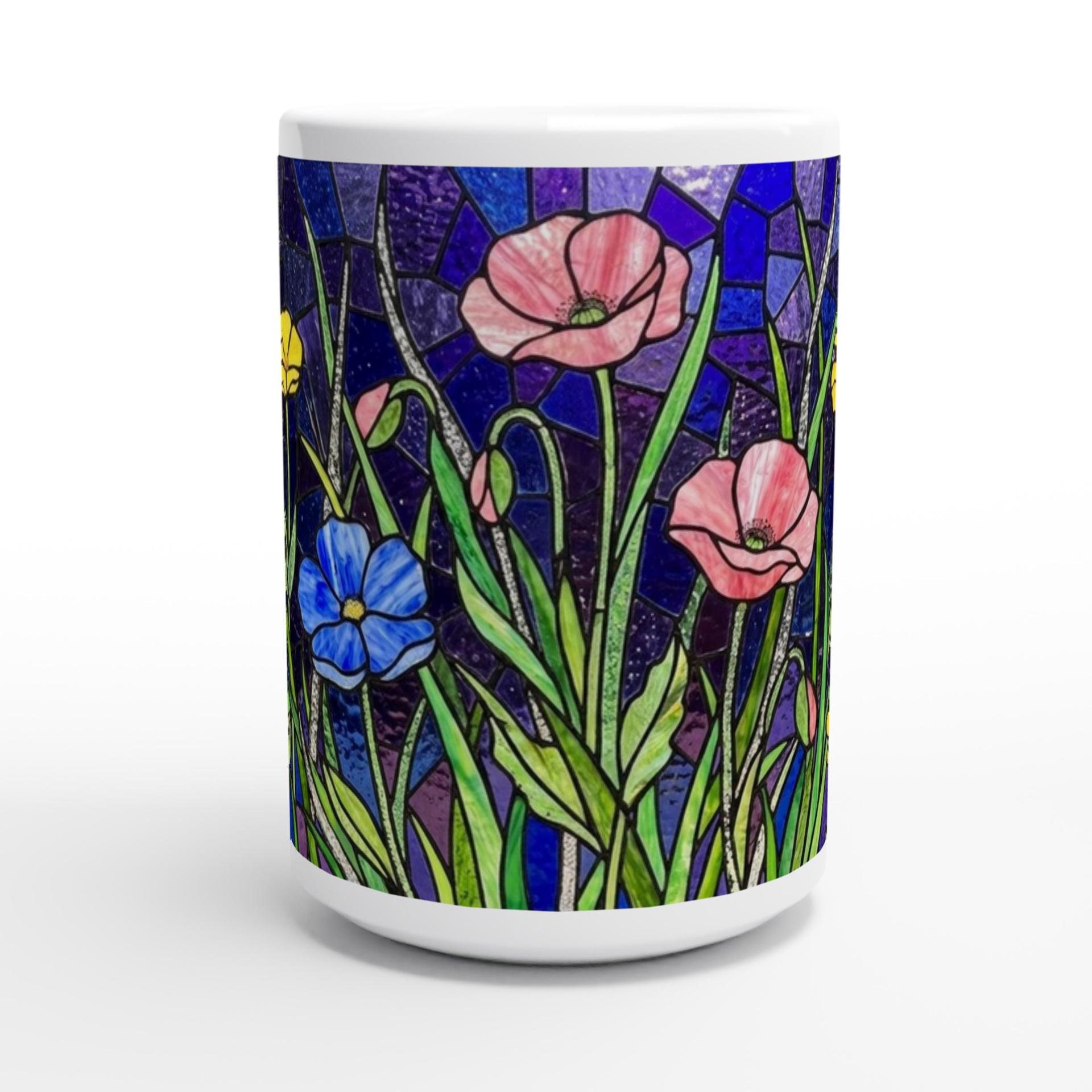 Set of Big Mugs, Floral Cup Set, Large 15 oz Matching Cups