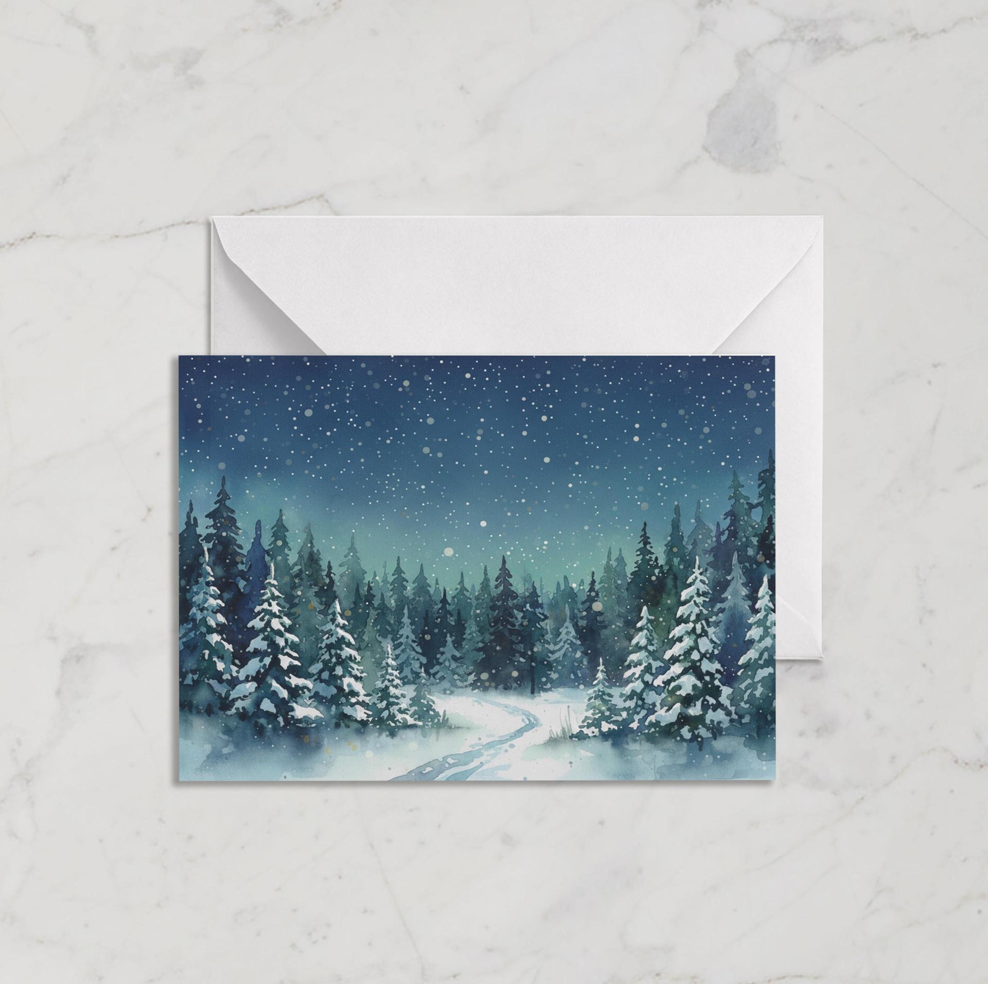 Holiday Greeting Cards, 3 Pack, Christmas Trees, Bulk Set of Gift Cards
