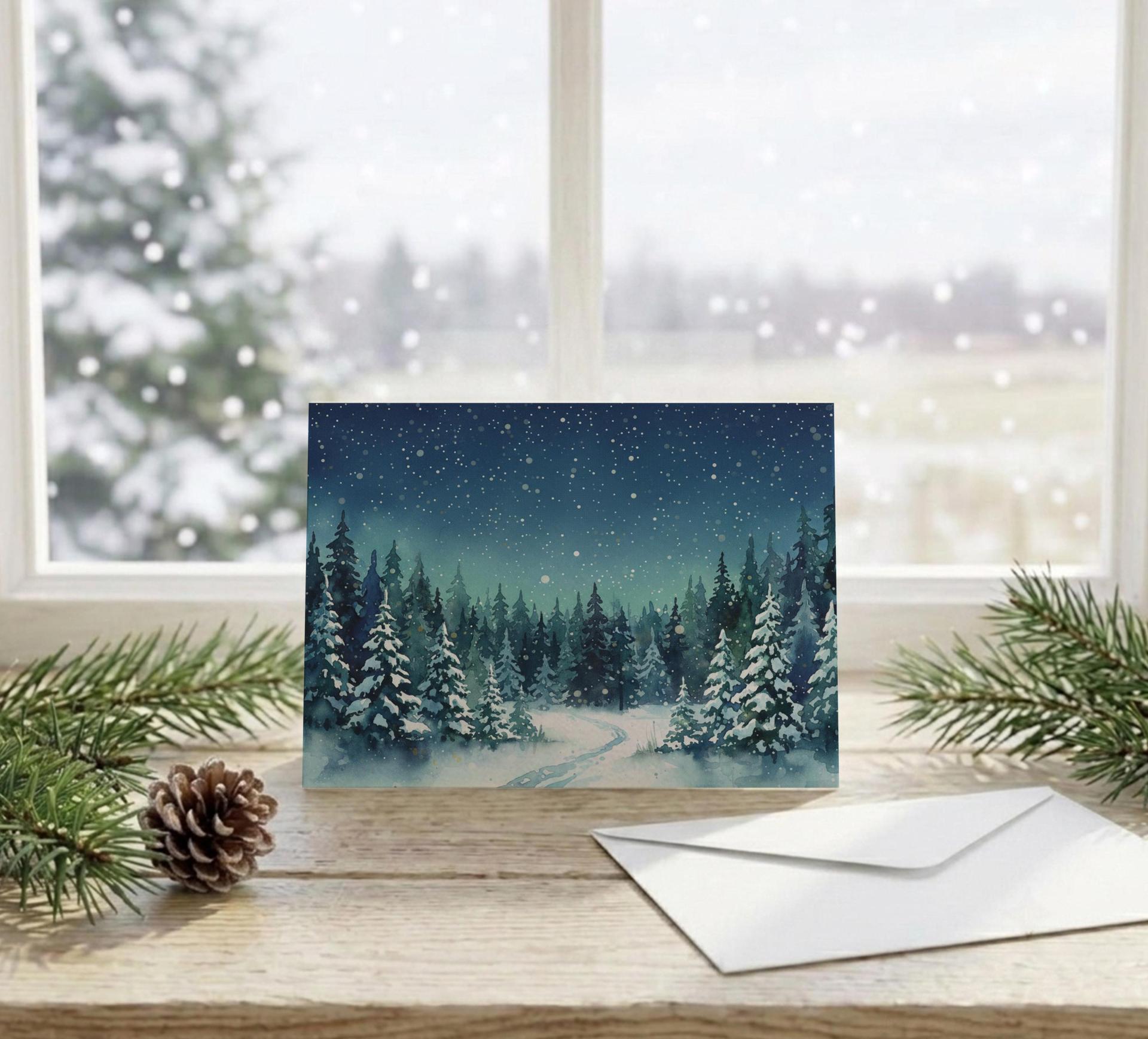 Holiday Greeting Cards, 3 Pack, Christmas Trees, Bulk Set of Gift Cards