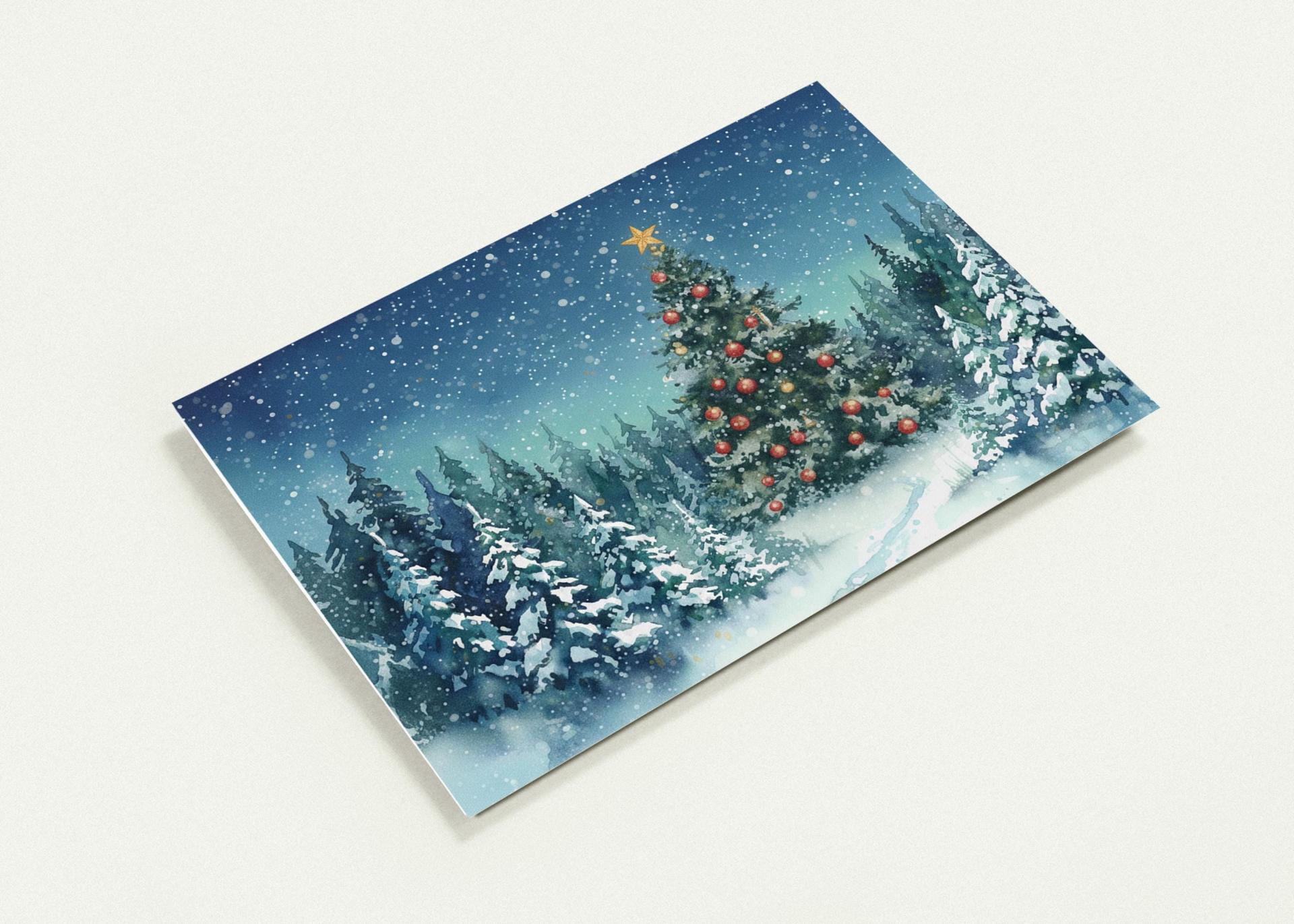 Holiday Greeting Cards, Christmas Trees, Bulk Set of Gift Cards