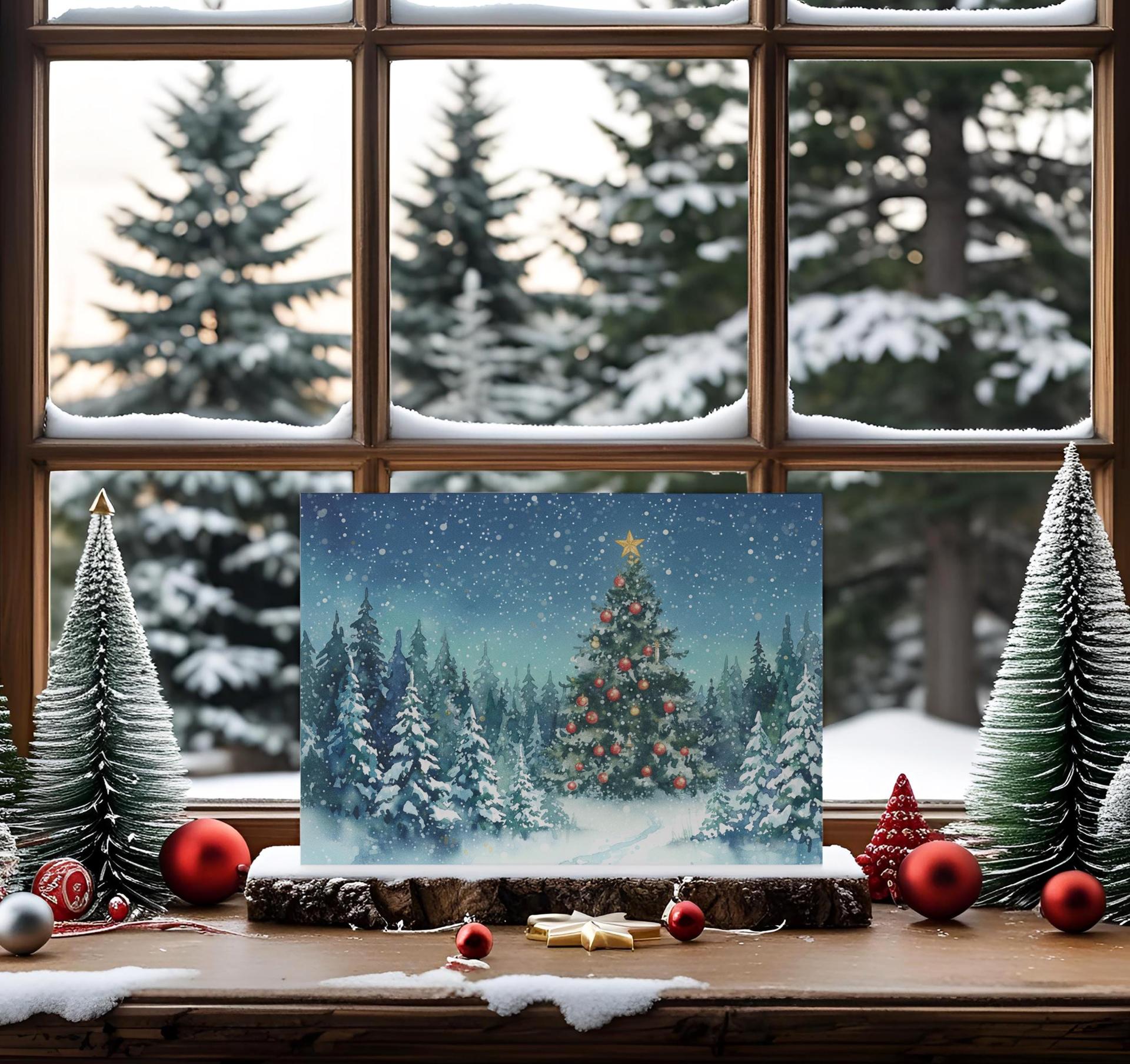 Holiday Greeting Cards, Christmas Trees, Bulk Set of Gift Cards