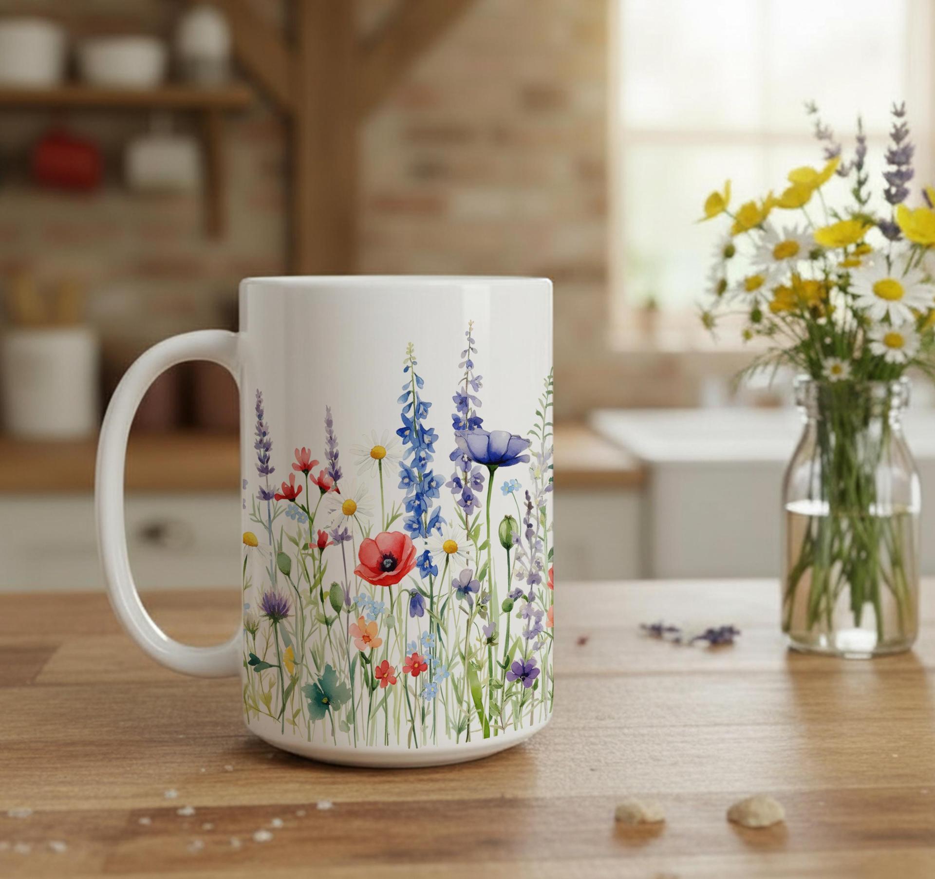 Floral Cups -  Large and Small Ceramic Mugs