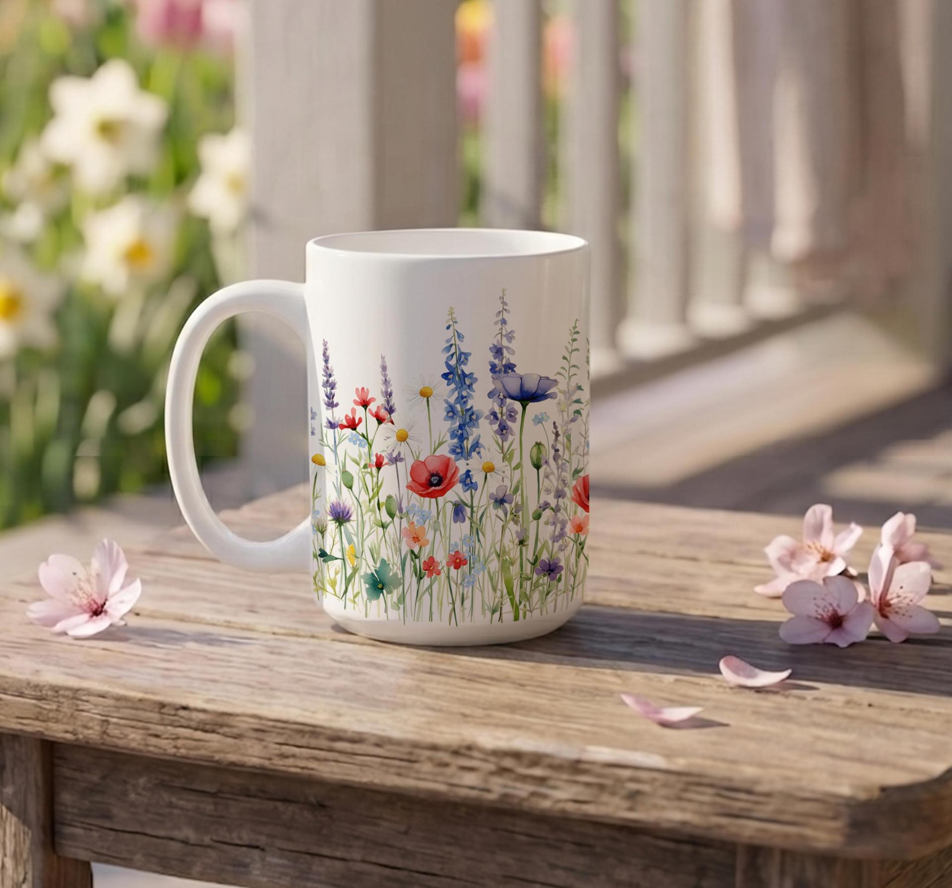 Floral Cups -  Large and Small Ceramic Mugs