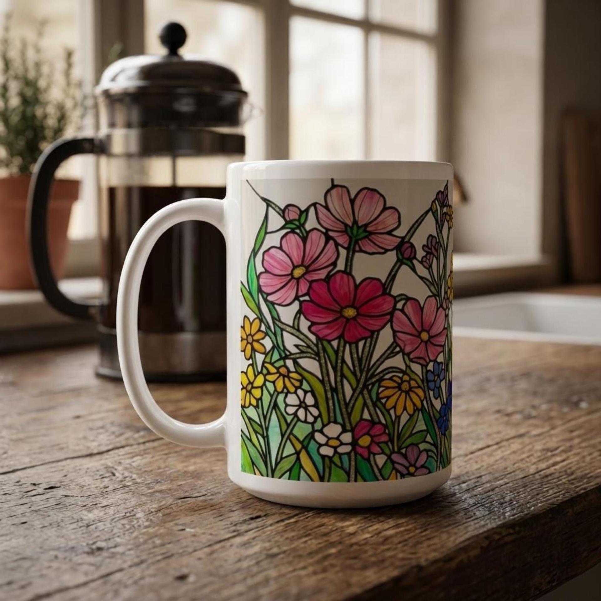 Large and Small Ceramic Mug Set, 15oz and 11oz Cups