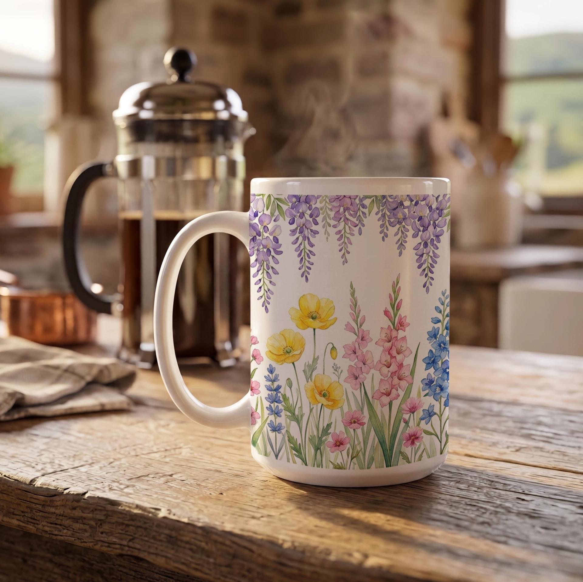 Floral Cups -  Large and Small Ceramic Mugs