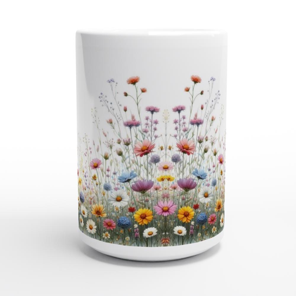 Set of Big Mugs, Floral Cup Set, Large 15 oz Matching Cups