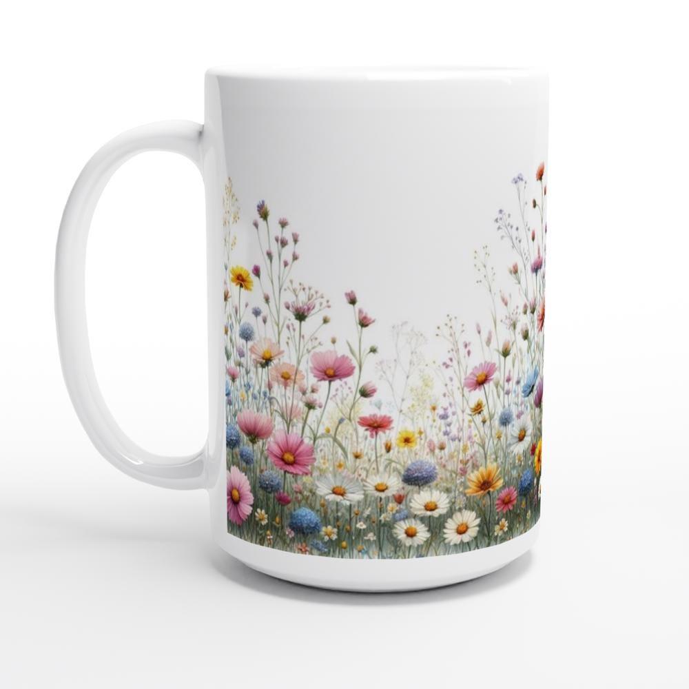 Set of Big Mugs, Floral Cup Set, Large 15 oz Matching Cups