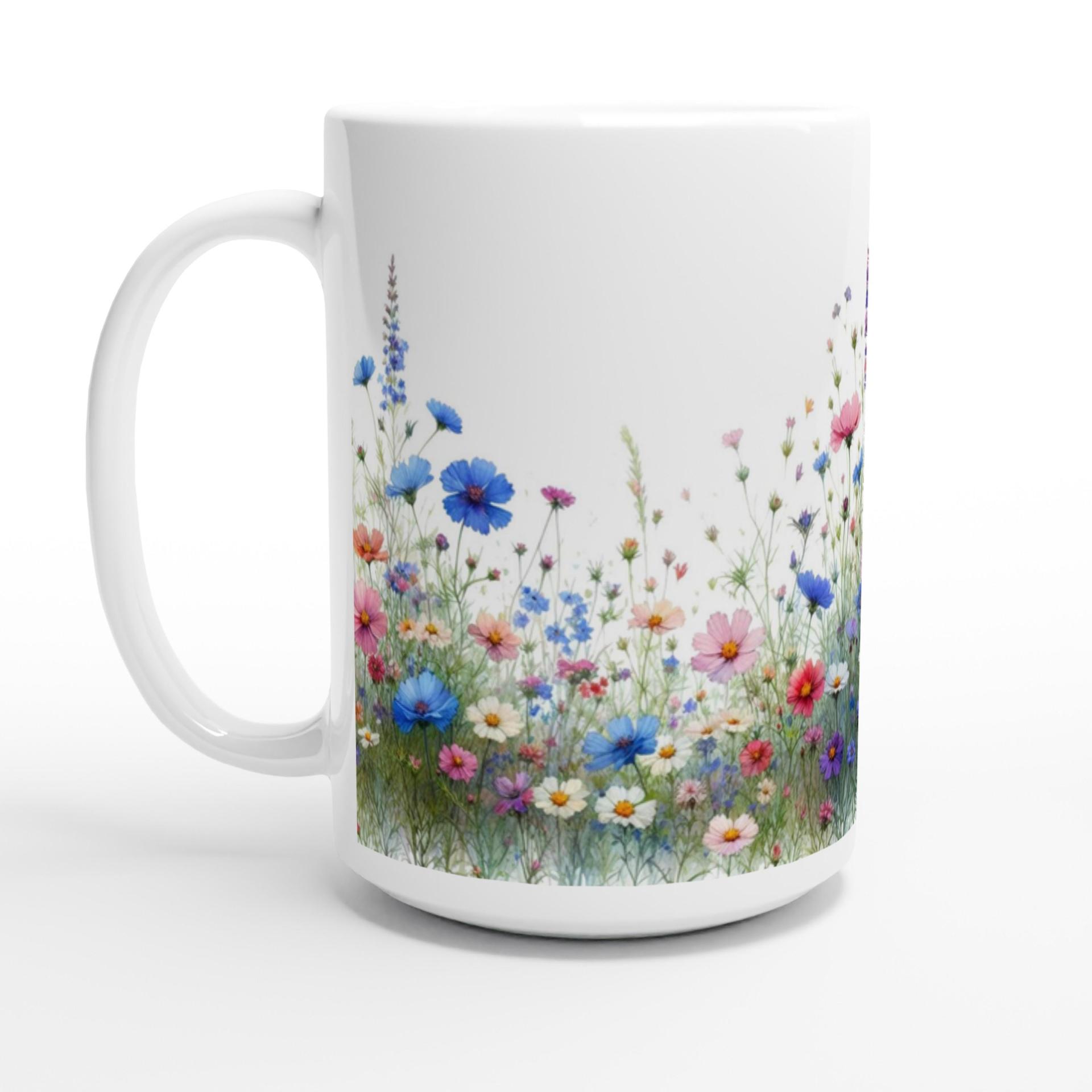 Set of Big Mugs, Floral Cup Set, Large 15 oz Matching Cups