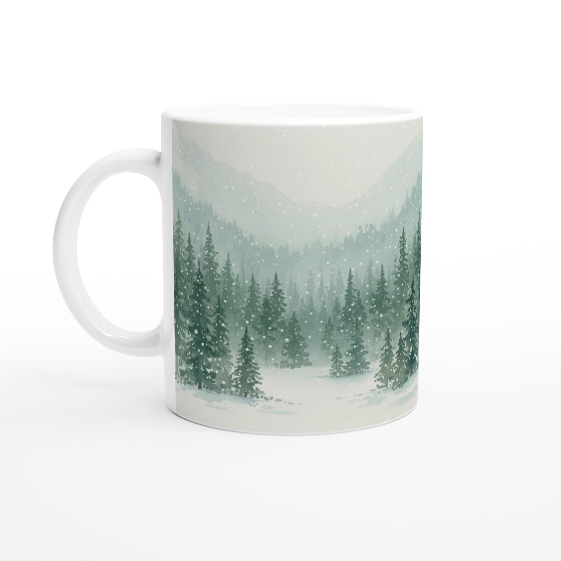 Christmas Mugs - Winter Forest Cups Set -  Large and Small Ceramic Mugs