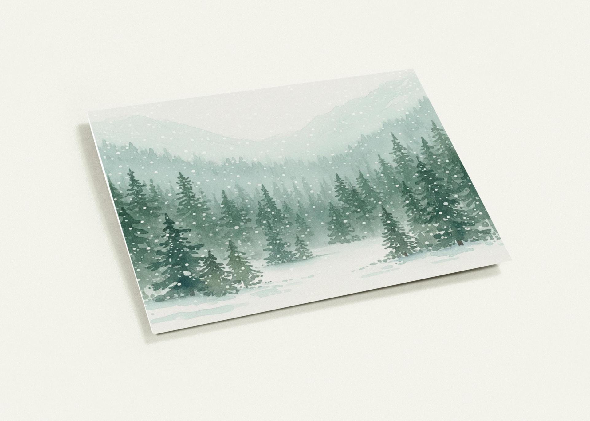Winter Forest Christmas Cards – Snowy Trees, Singles or Bulk Pack, Gift Cards