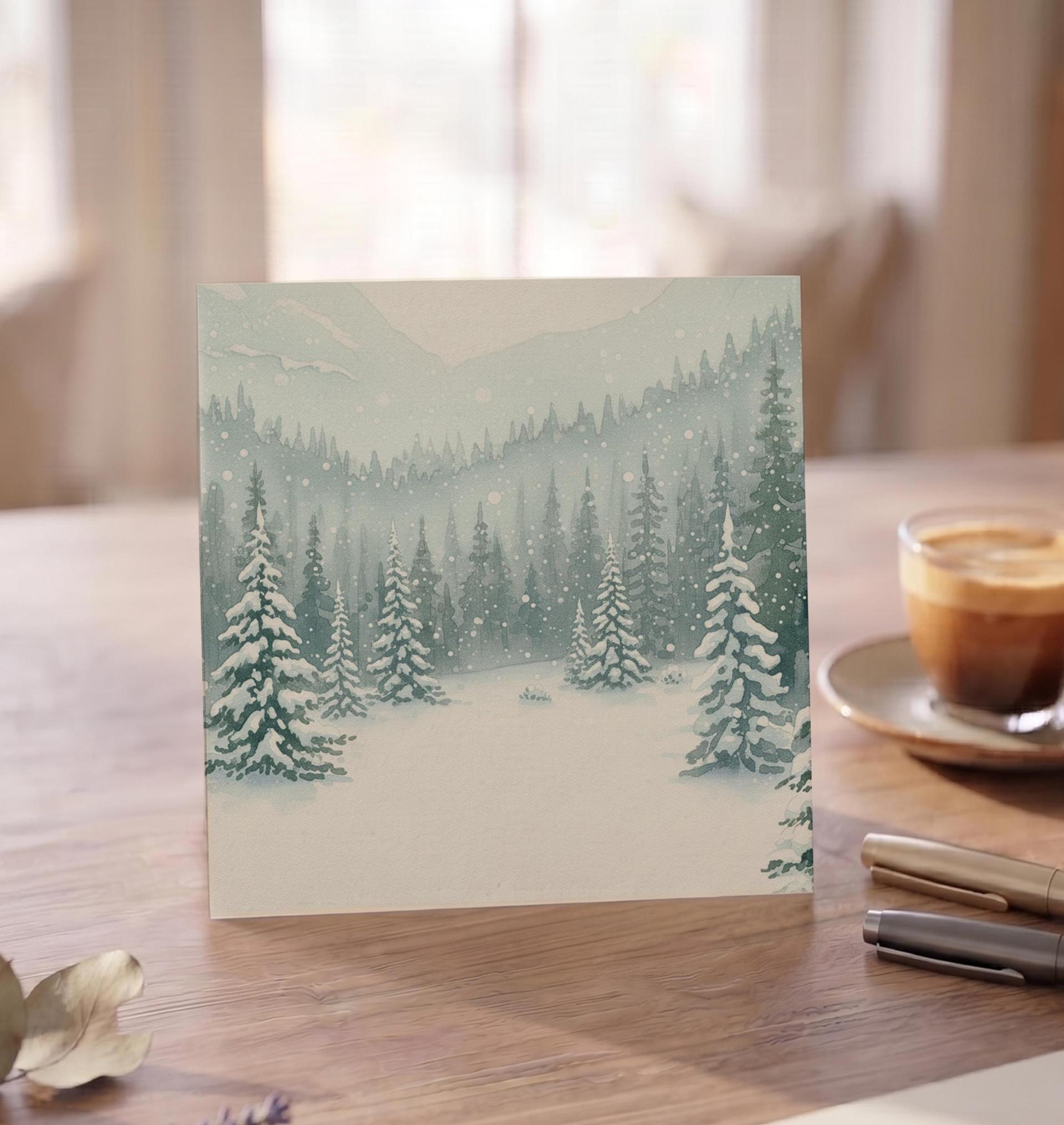 Winter Forest Christmas Cards – Snowy Trees, Singles or Bulk Pack, Gift Cards