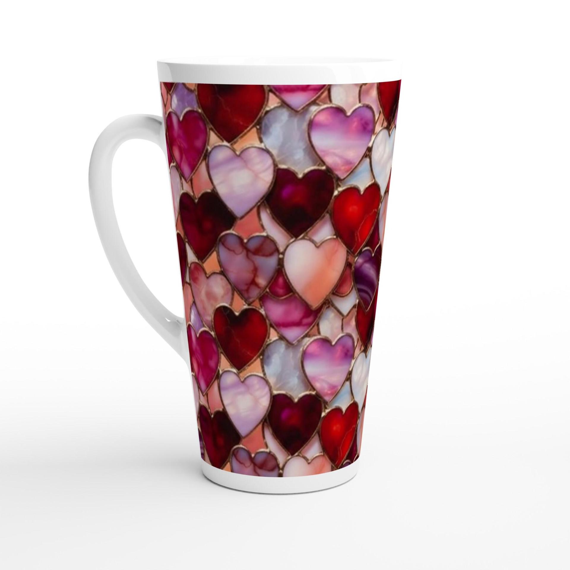 17oz Mug - Hearts - Latte Mug, Ceramic Coffee or Tea Cup, Extra Tall