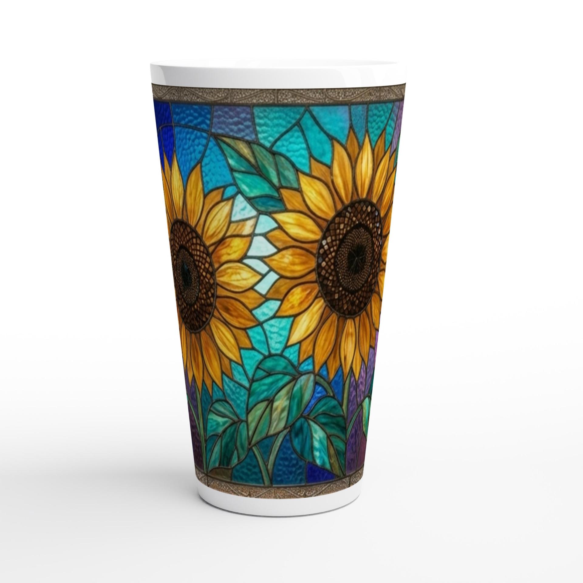 Set of 3 Cups, Floral, Large 17oz Latte Ceramic Mugs - Extra Tall Cup Set