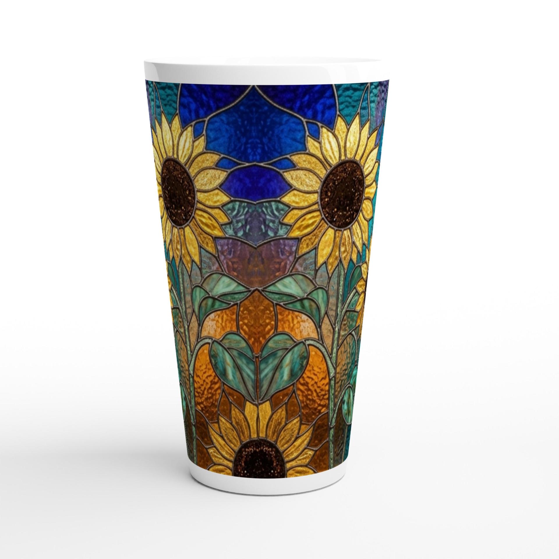 Set of 3 Cups, Floral, Large 17oz Latte Ceramic Mugs - Extra Tall Cup Set