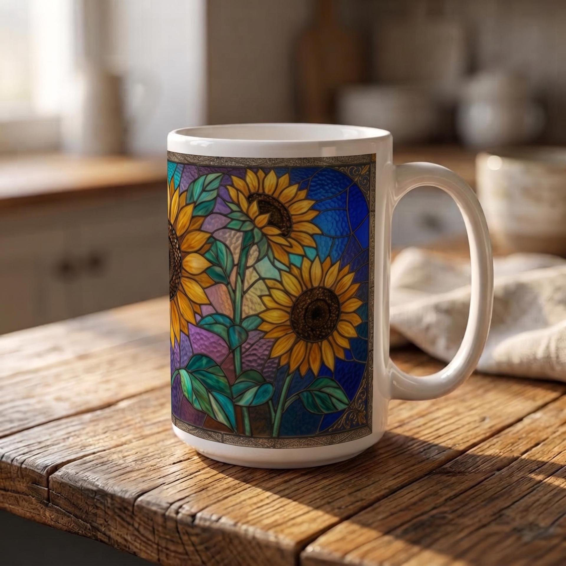 Set of Big Mugs, Floral Cup Set, Large 15 oz Matching Cups