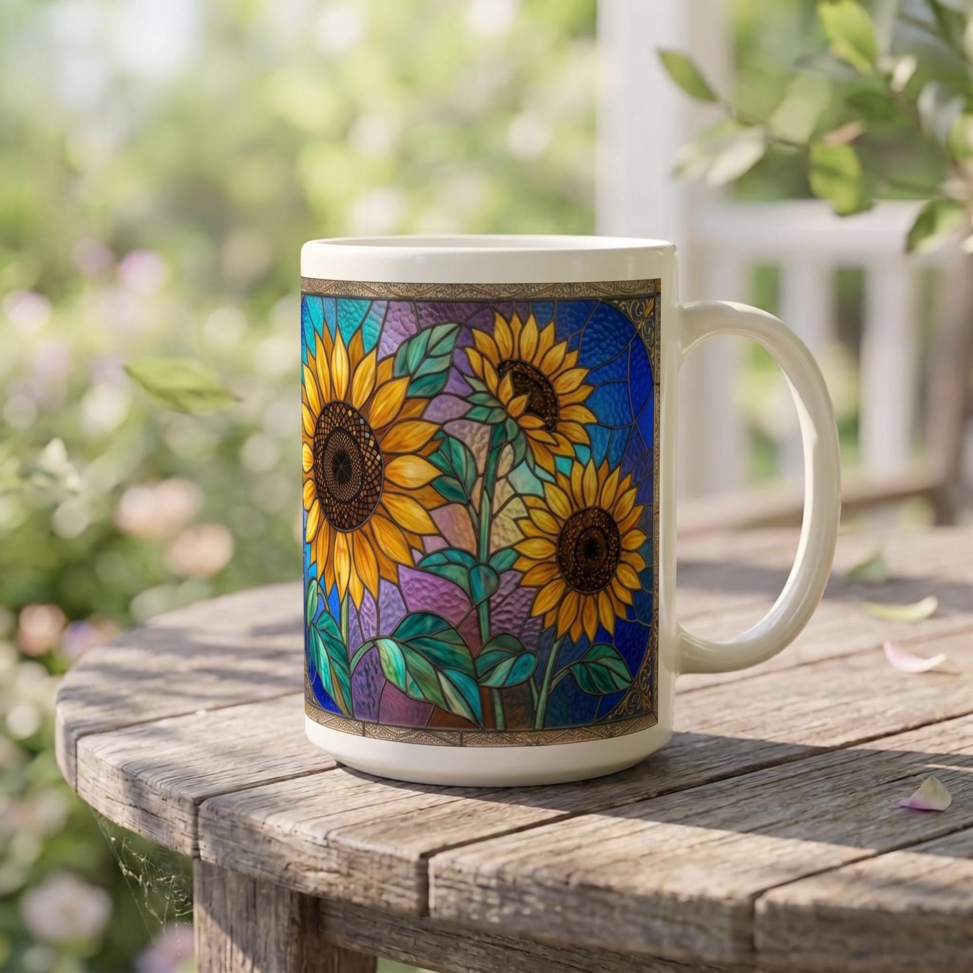 Set of Big Mugs, Floral Cup Set, Large 15 oz Matching Cups