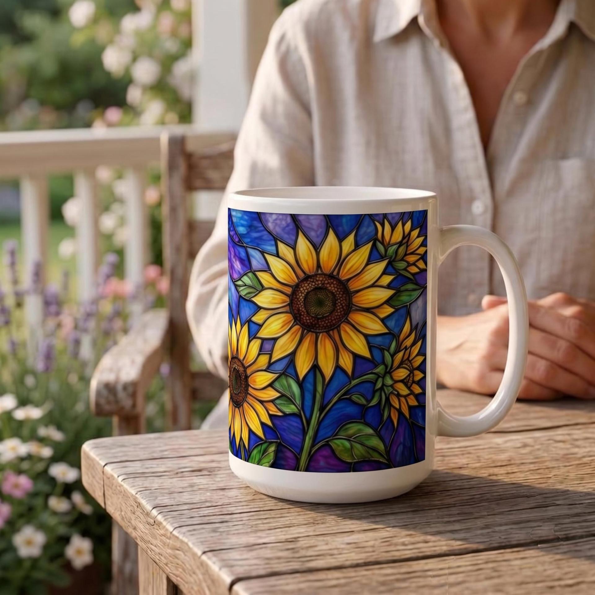 Set of Big Mugs, Floral Cup Set, Large 15 oz Matching Cups