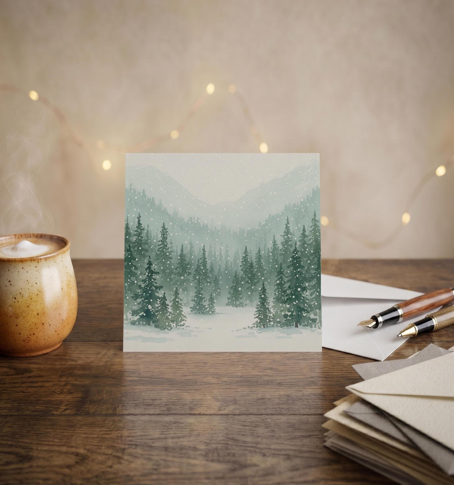 Holiday Greeting Cards, 3 Pack, Christmas Trees, Bulk Set of Gift Cards