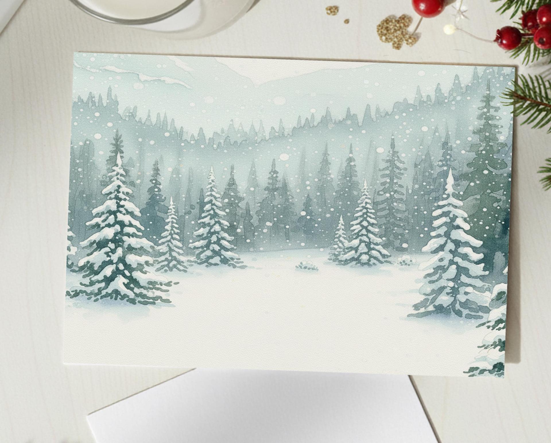 Holiday Greeting Cards, 3 Pack, Christmas Trees, Bulk Set of Gift Cards