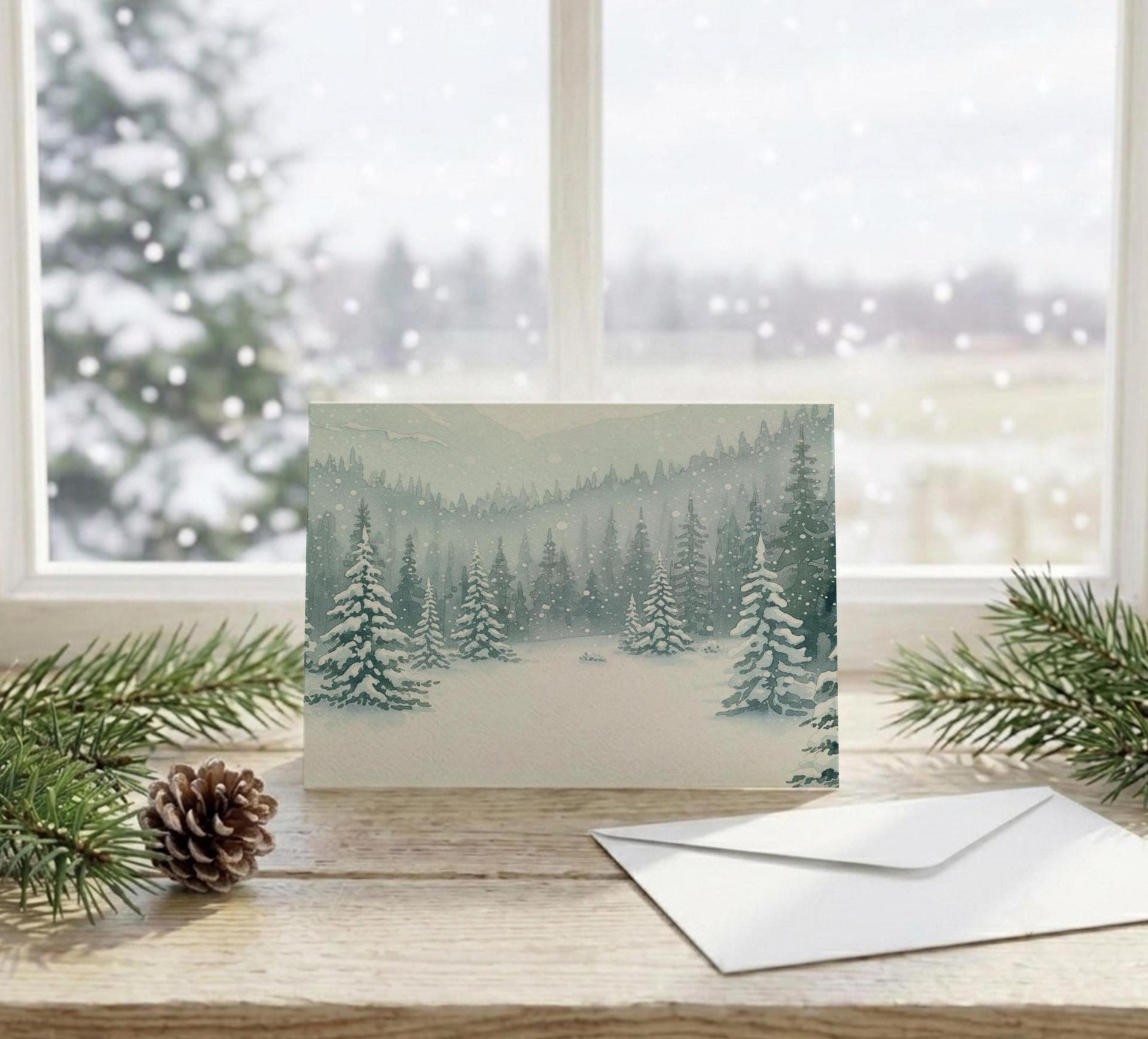 Holiday Greeting Cards, 3 Pack, Christmas Trees, Bulk Set of Gift Cards