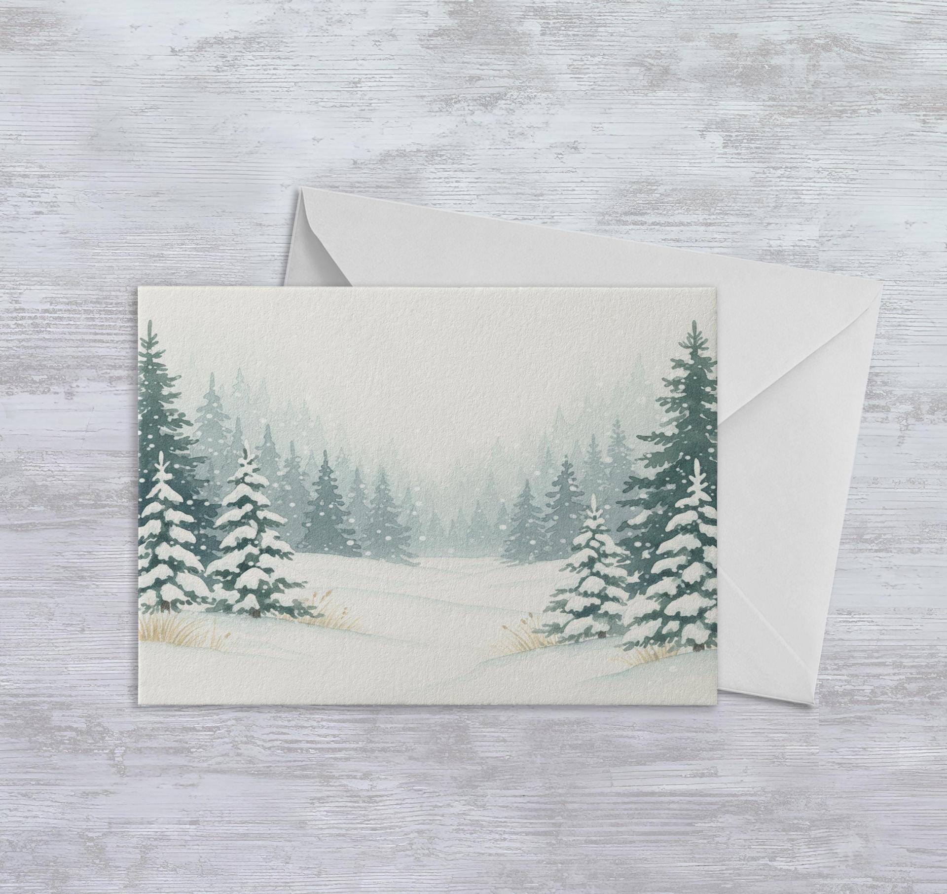 Holiday Greeting Cards, 3 Pack, Christmas Trees, Bulk Set of Gift Cards