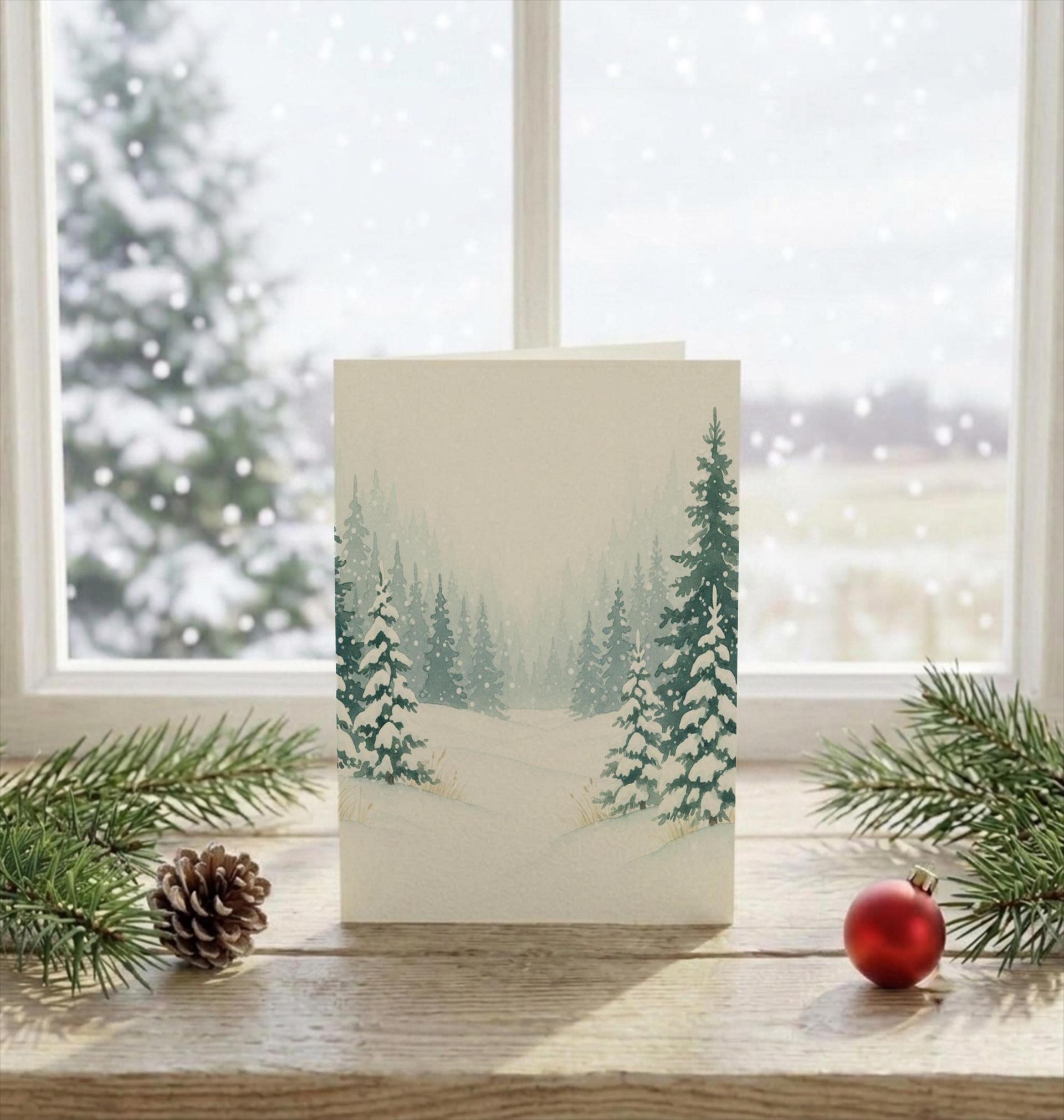 Holiday Greeting Cards, 3 Pack, Christmas Trees, Bulk Set of Gift Cards