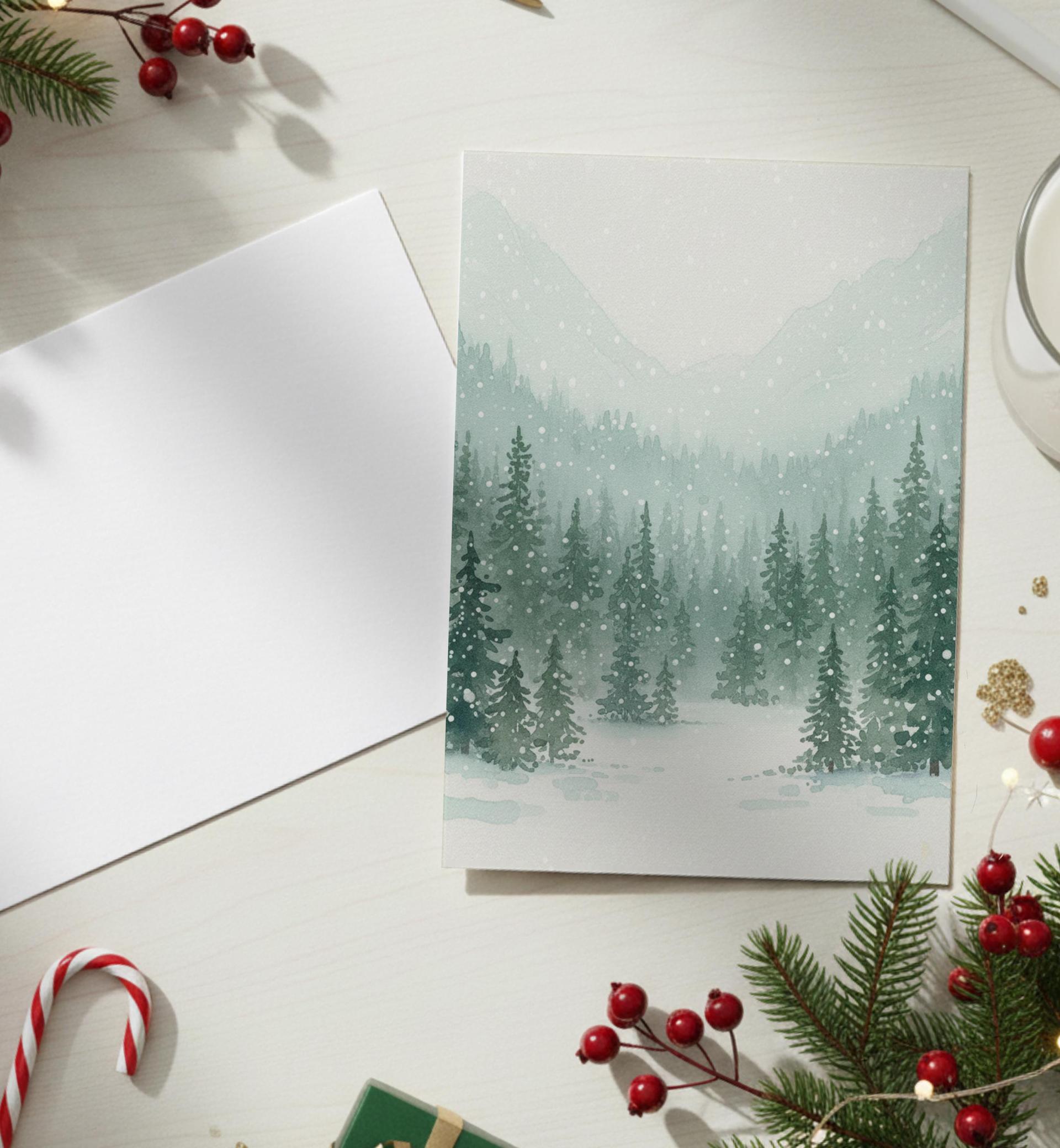 Holiday Greeting Cards, 3 Pack, Christmas Trees, Bulk Set of Gift Cards