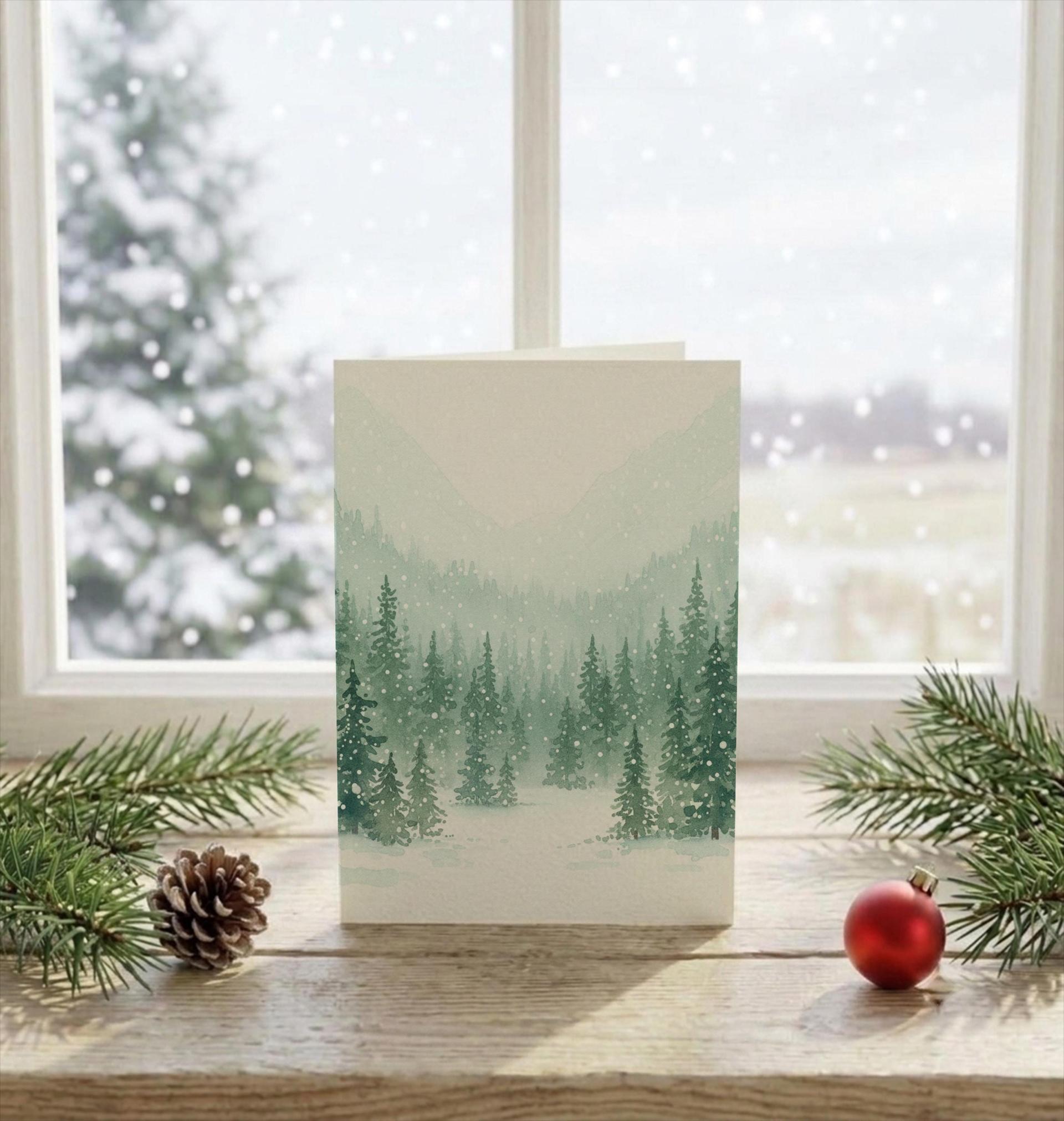 Holiday Greeting Cards, 3 Pack, Christmas Trees, Bulk Set of Gift Cards