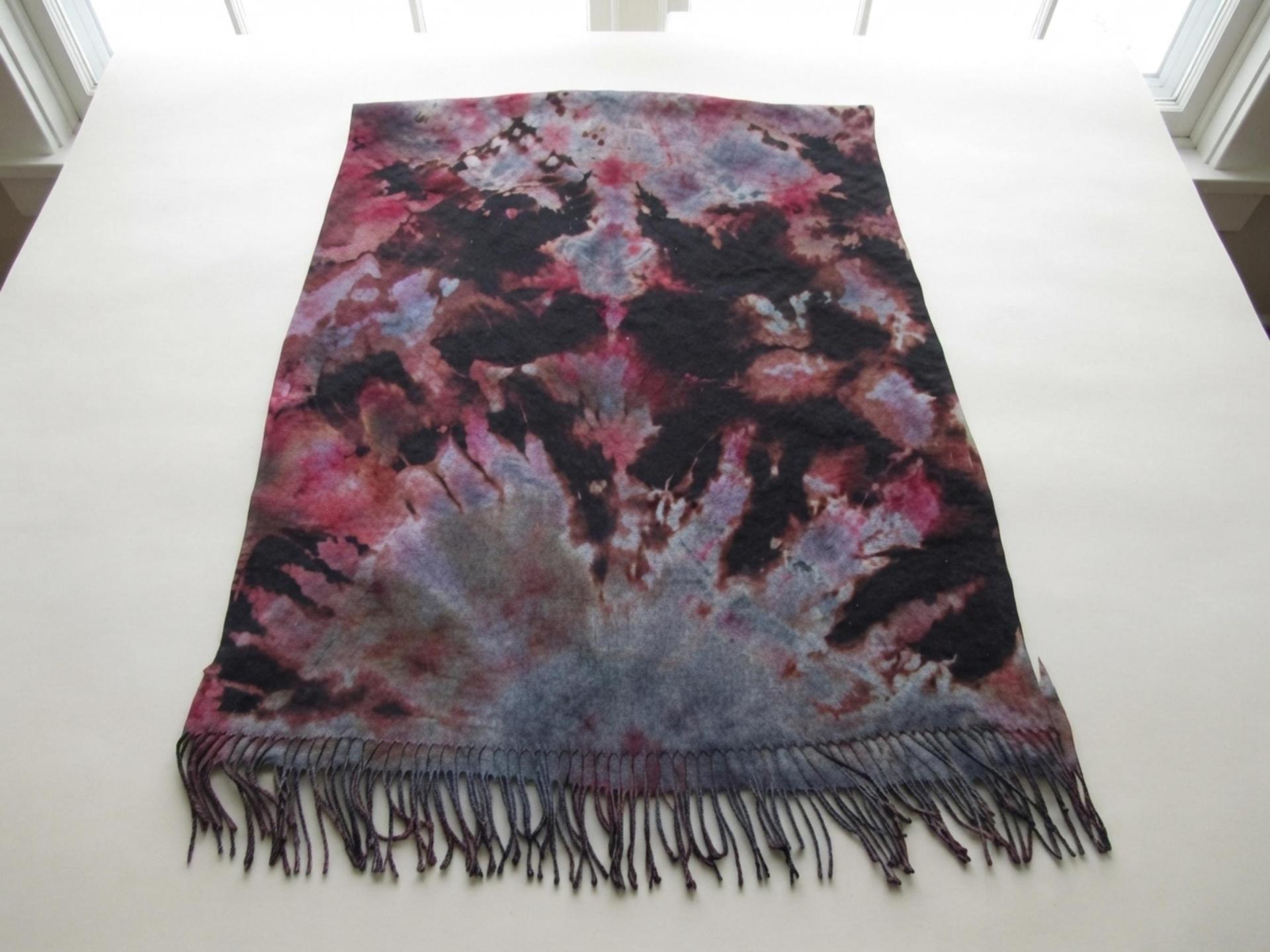 Hand Dyed Tie Dye Pashmina, Blanket Shawl, Wide Scarf, Head Wrap - Rayon Shawl