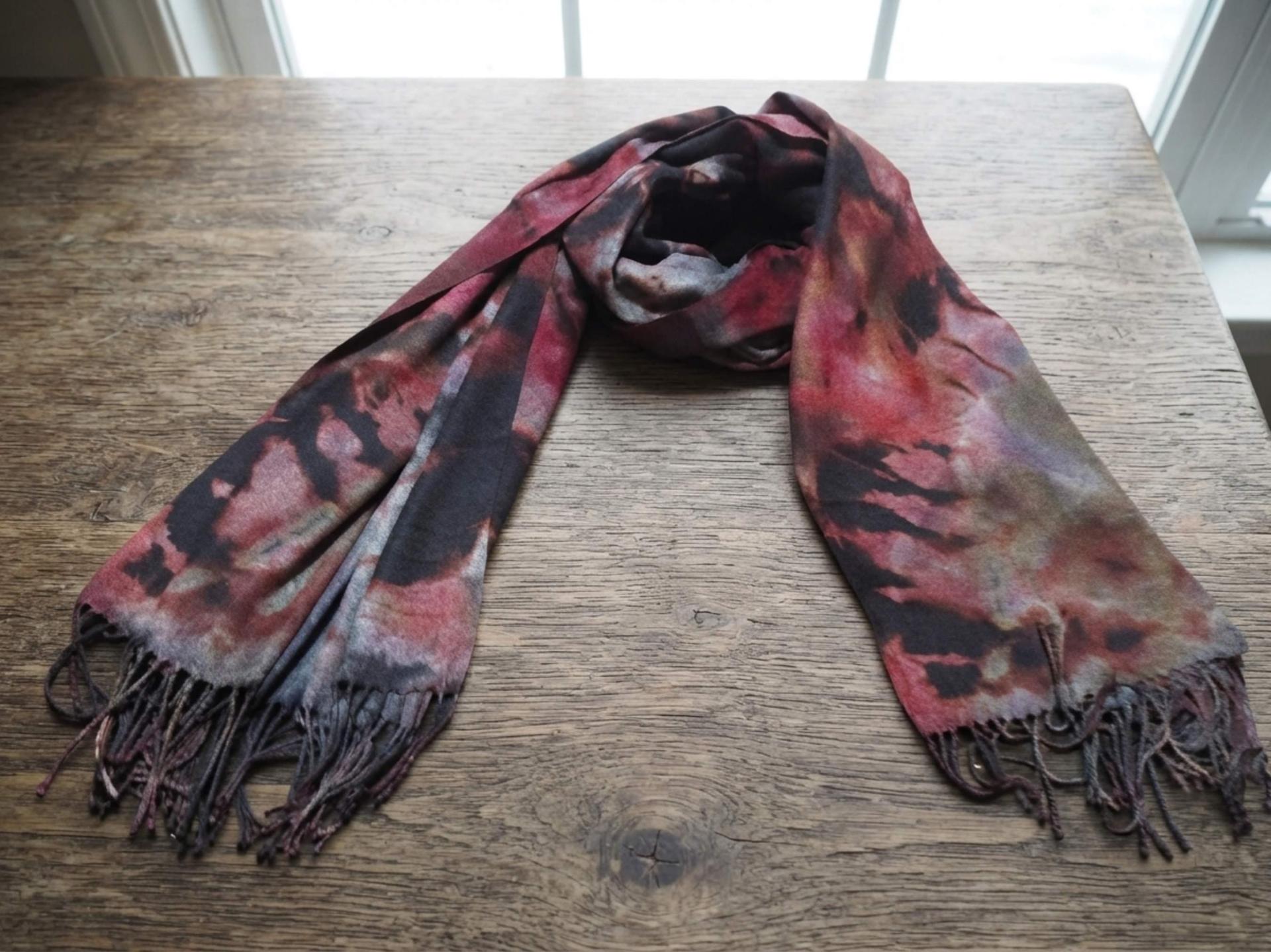 Hand Dyed Tie Dye Pashmina, Blanket Shawl, Wide Scarf, Head Wrap - Rayon Shawl