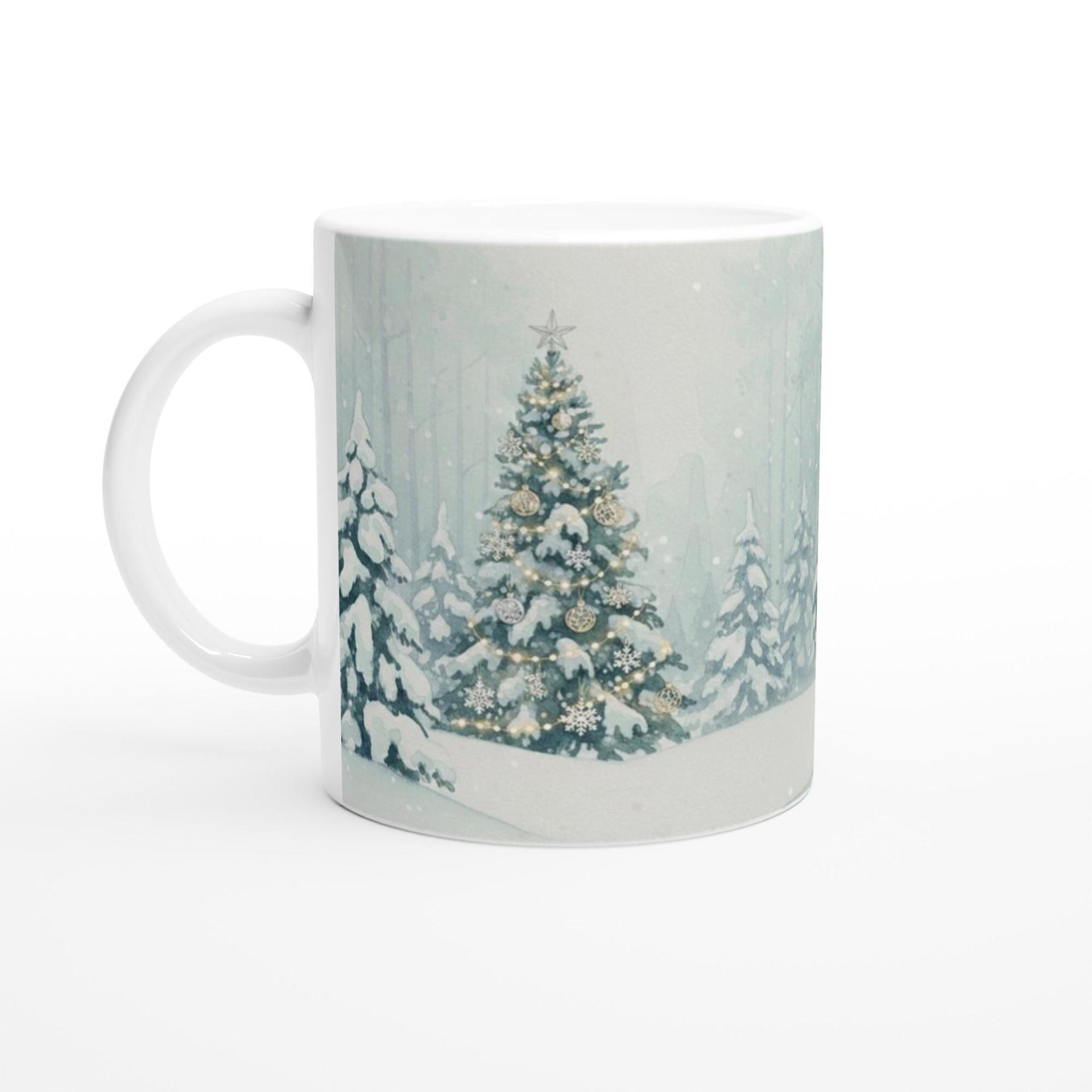 Christmas Mugs - Winter Forest Cups Set -  Large and Small Ceramic Mugs